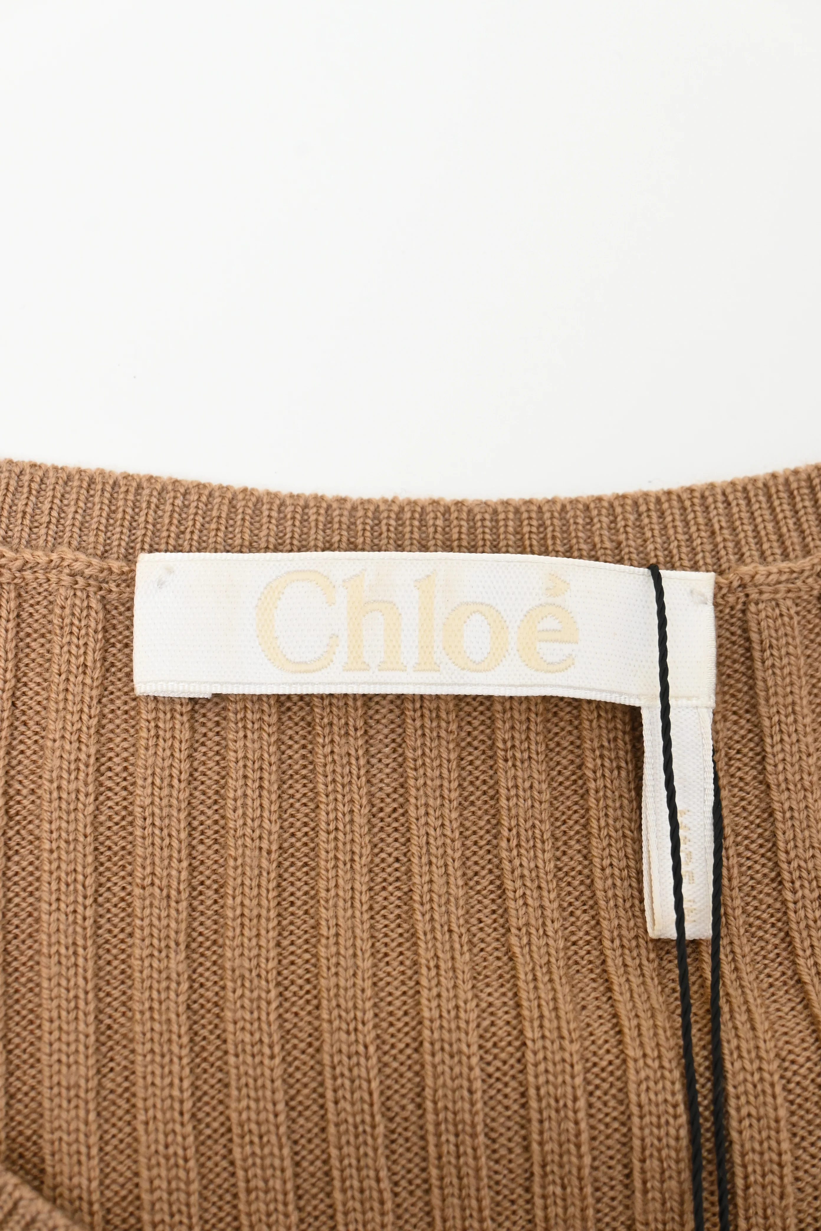 Women's Chloé Ribbed Tank Midi Dress in Brown Wool - Image 9