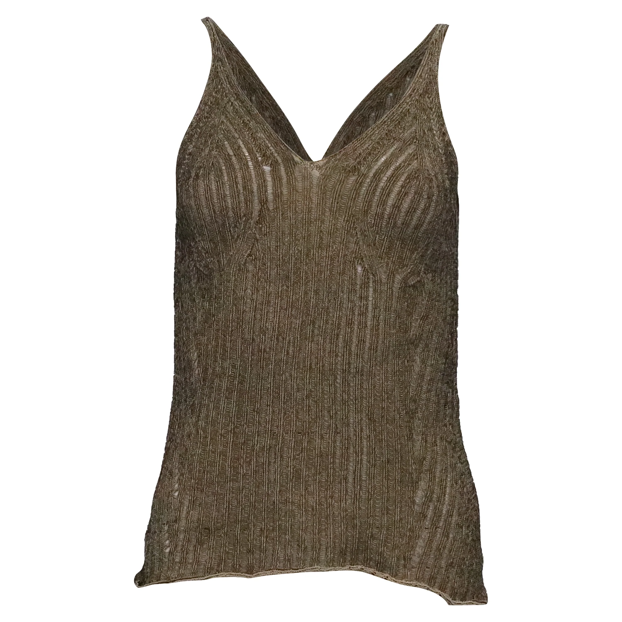 Women's Chloé Straw Knitted Tank Top in Beige Cotton