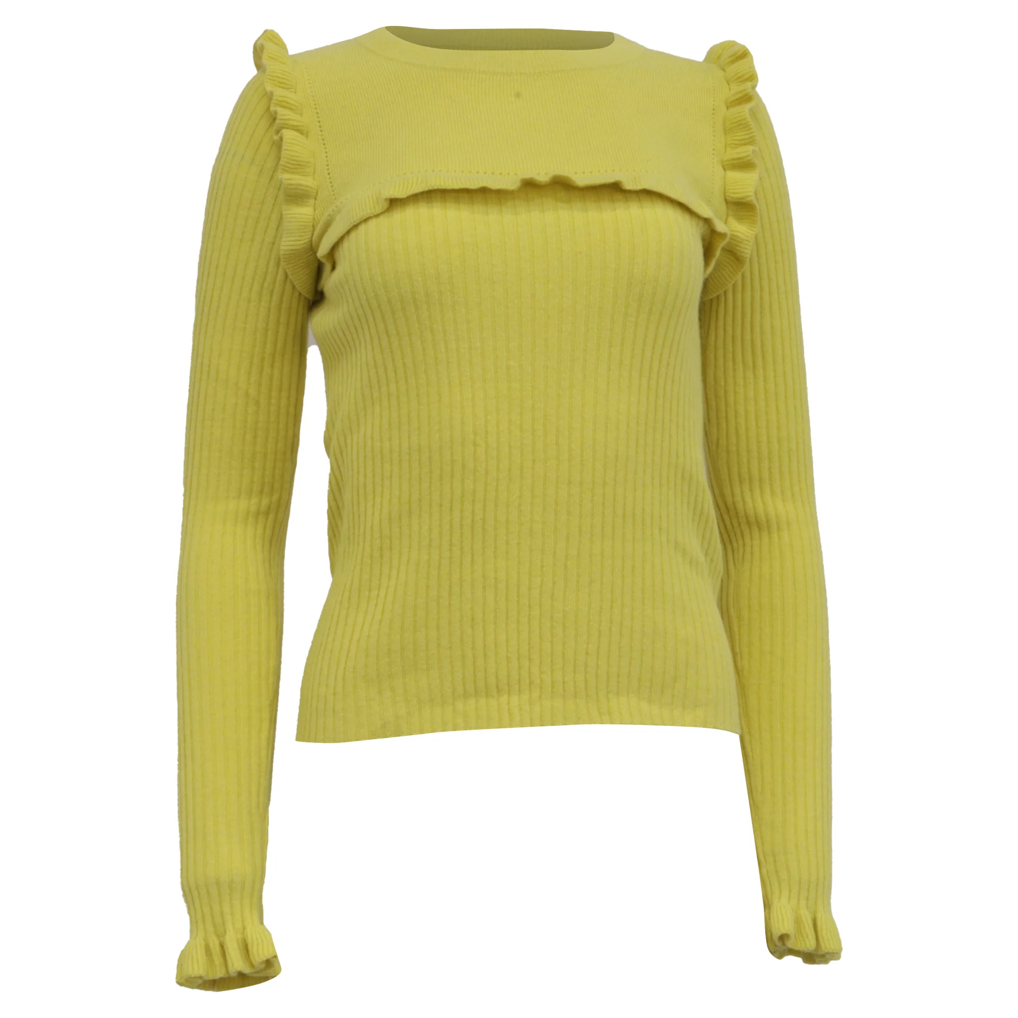 Women's See by Chloé Ruffle Sweater in Yellow Alpaca
