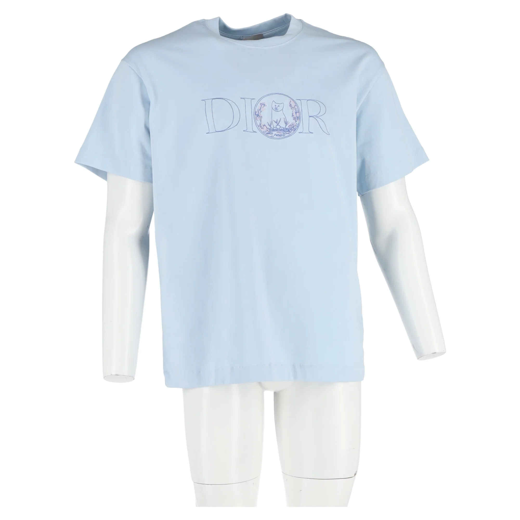 Men's Dior Hylton Nel SS25 Logo Printed T-Shirt in Light Blue Cotton - Image 4