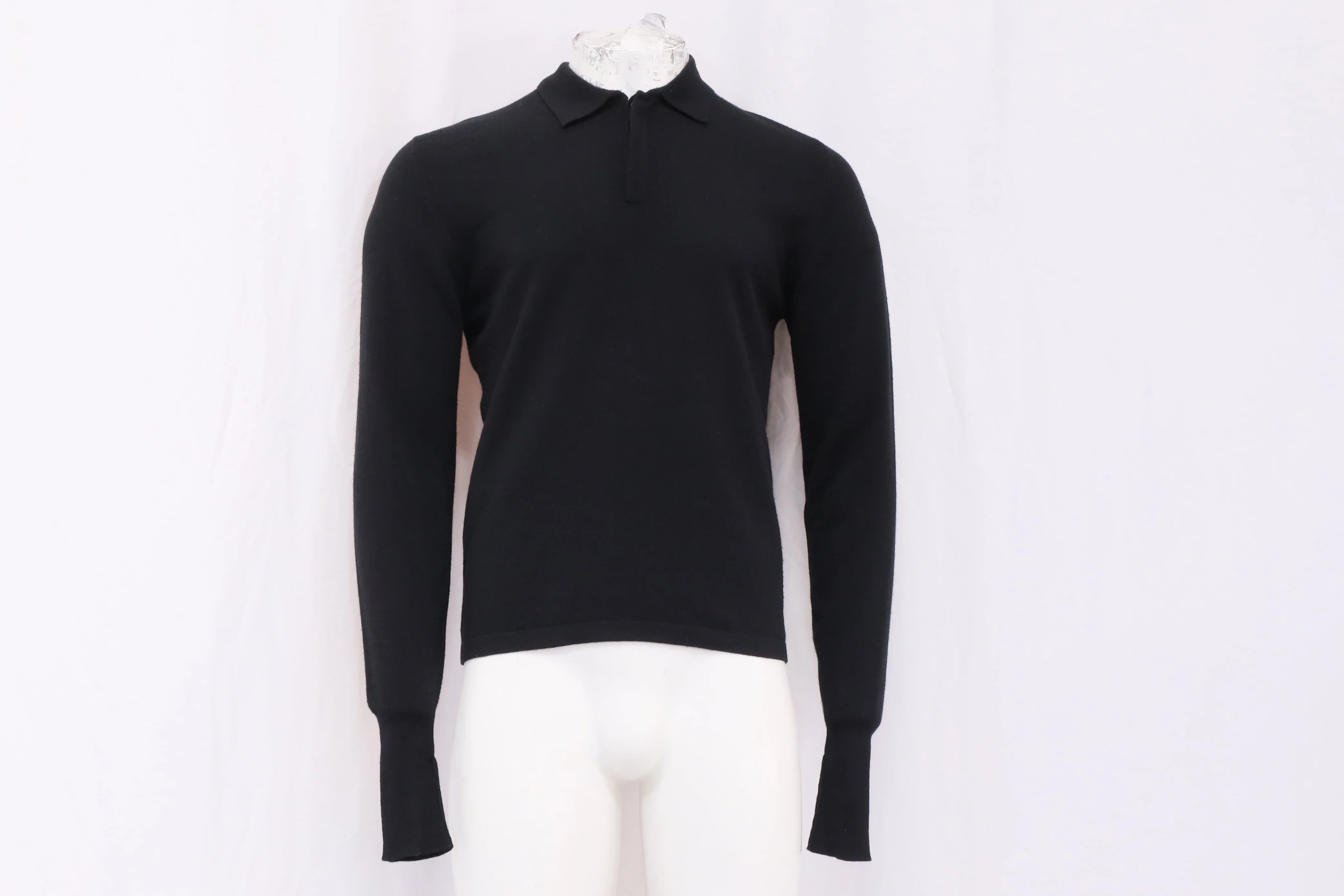 Men's Dior Long Sleeve Polo Sweater in Black Cashmere - Image 8