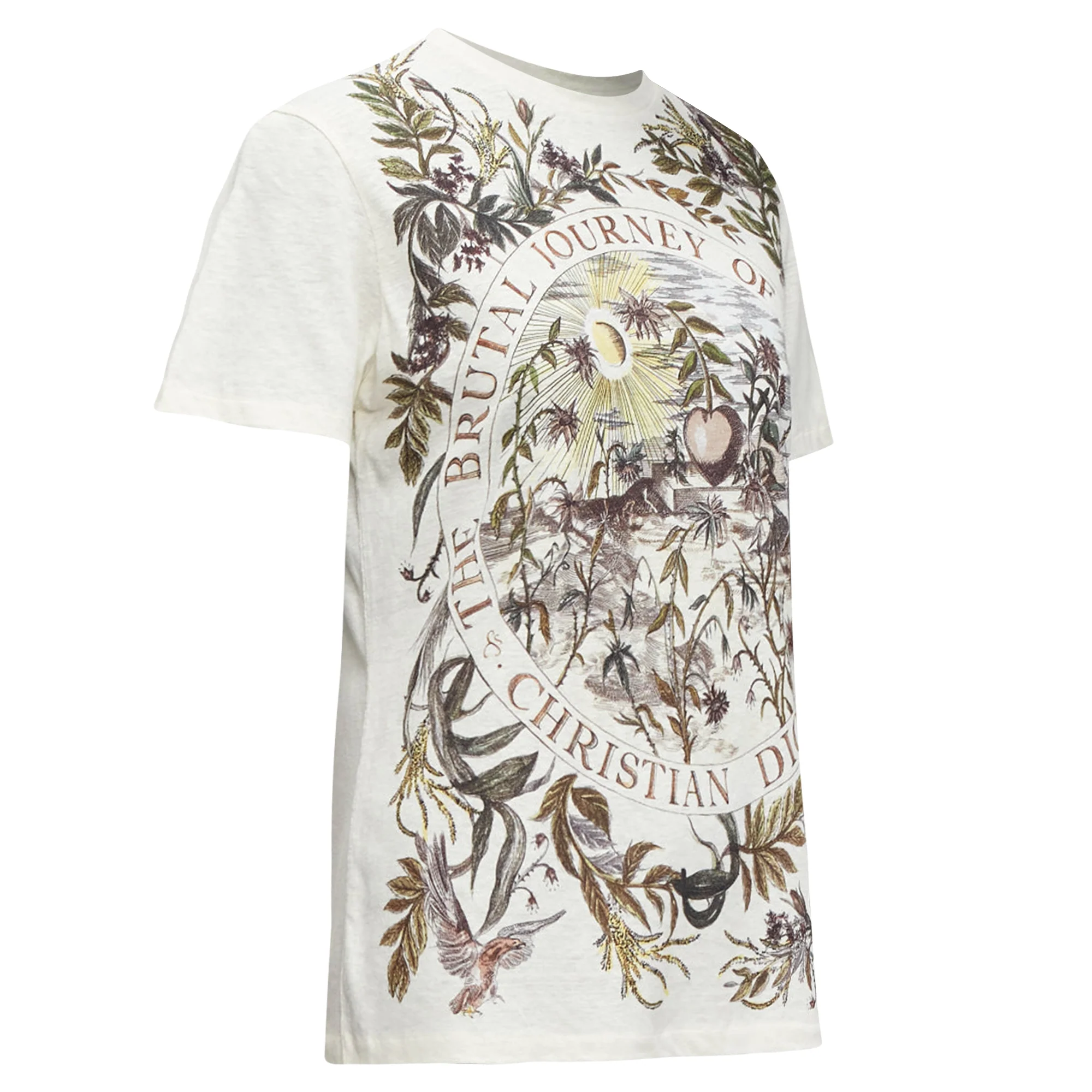 Women's Christian Dior Cotton Linen Brutal Journey Of The Heart Crew Tshirt - Image 3