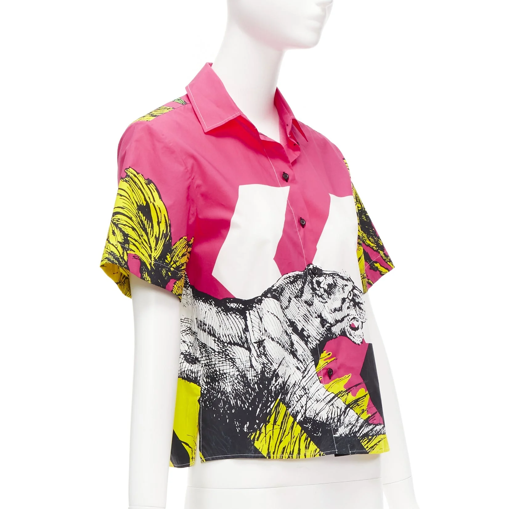 Women's Christian Dior D-Jungle Pop Tiger print poplin short sleeve shirt - Image 9