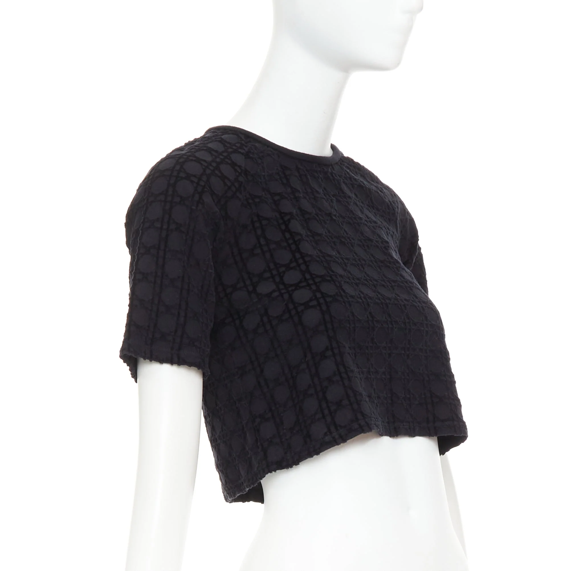 Women's Christian Dior Kids Diorissimo cannage velvet cotton crop top - Image 3