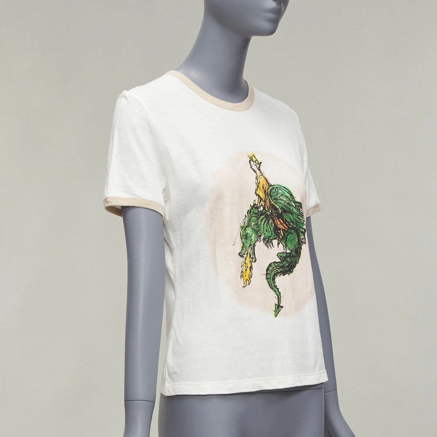 Women's Christian Dior Princess And Dragon Foil Print Ringer Tshirt - Image 9