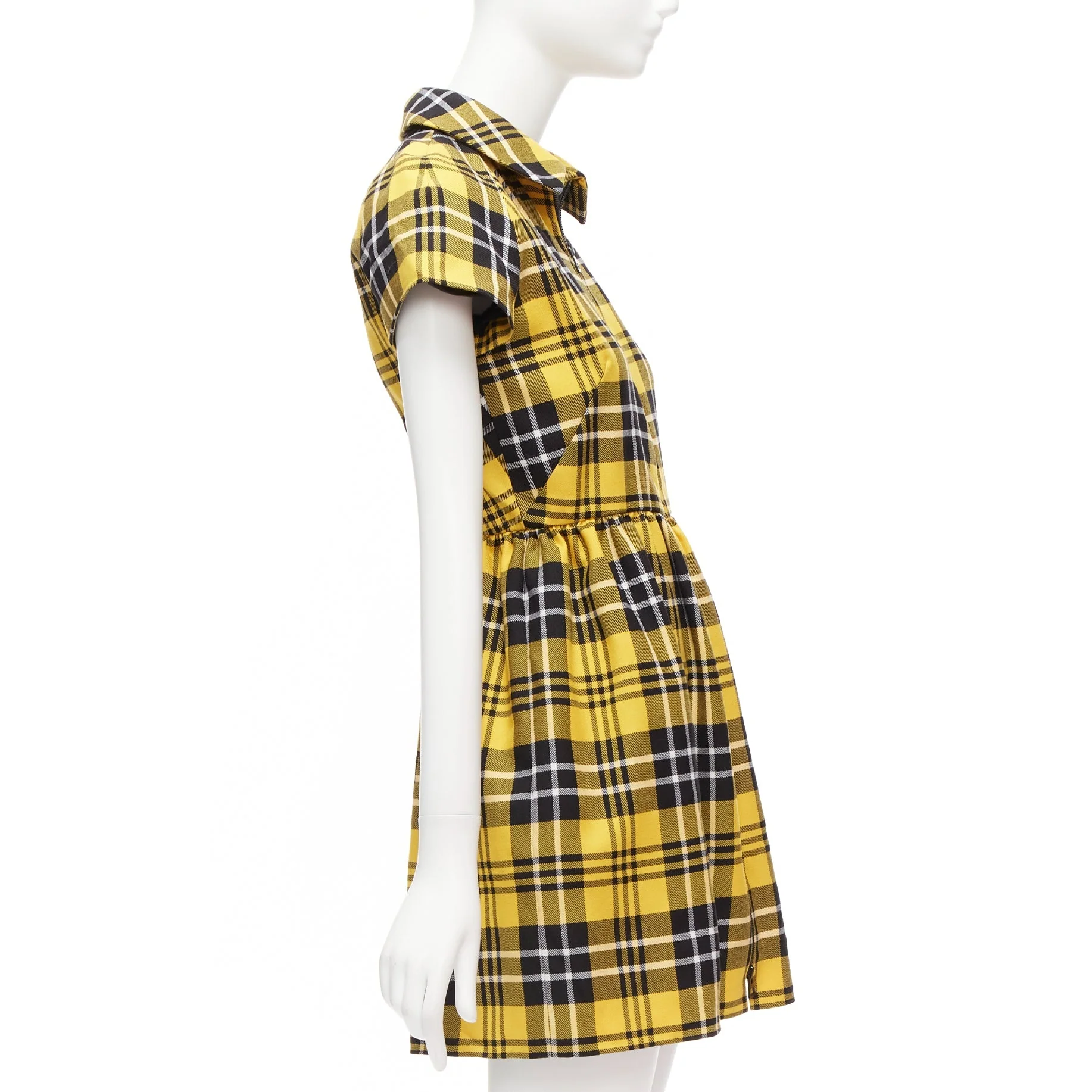 Women's Christian Dior punk plaid tartan wool zip dress - Image 10