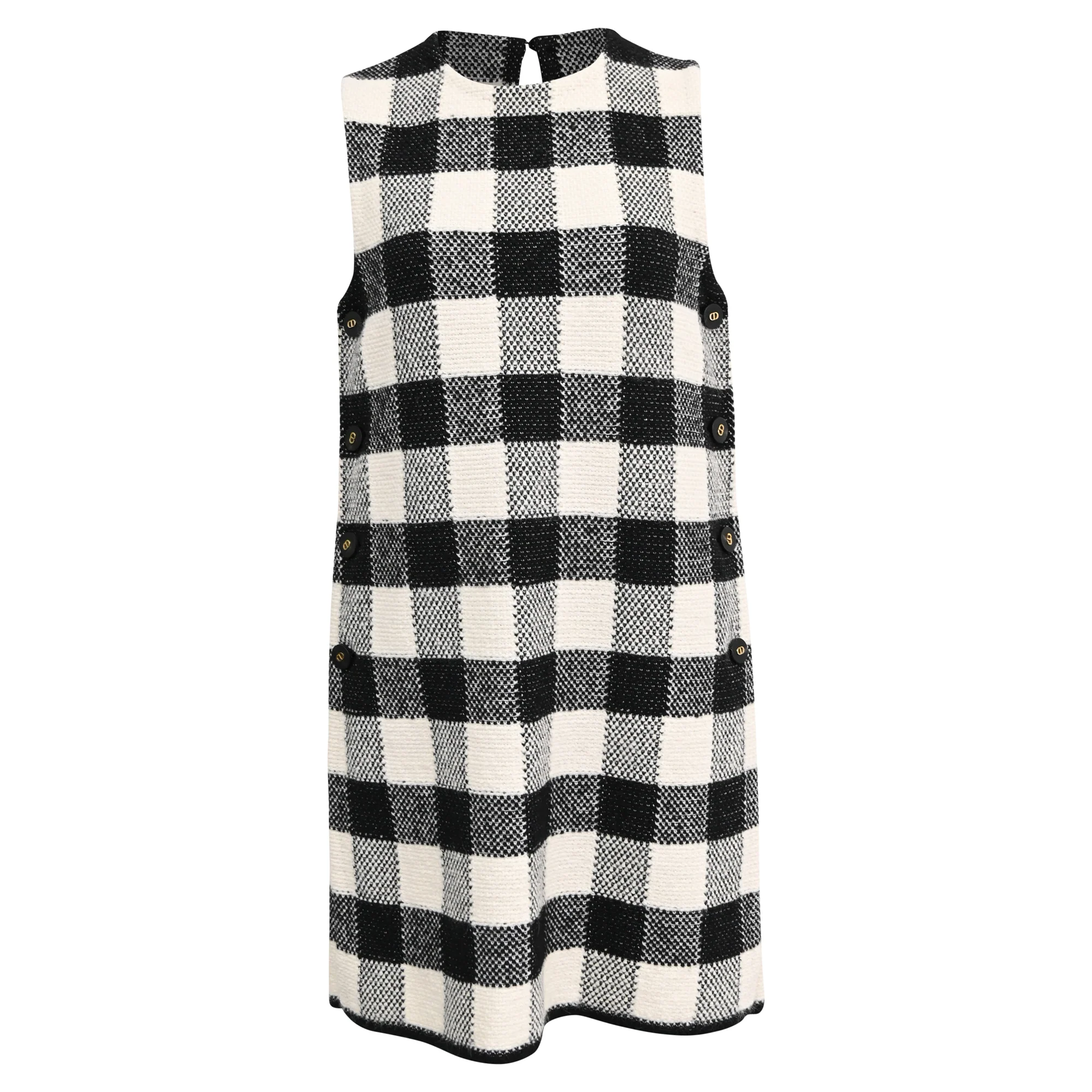 Women's Dior Gingham Mini Dress in White Wool