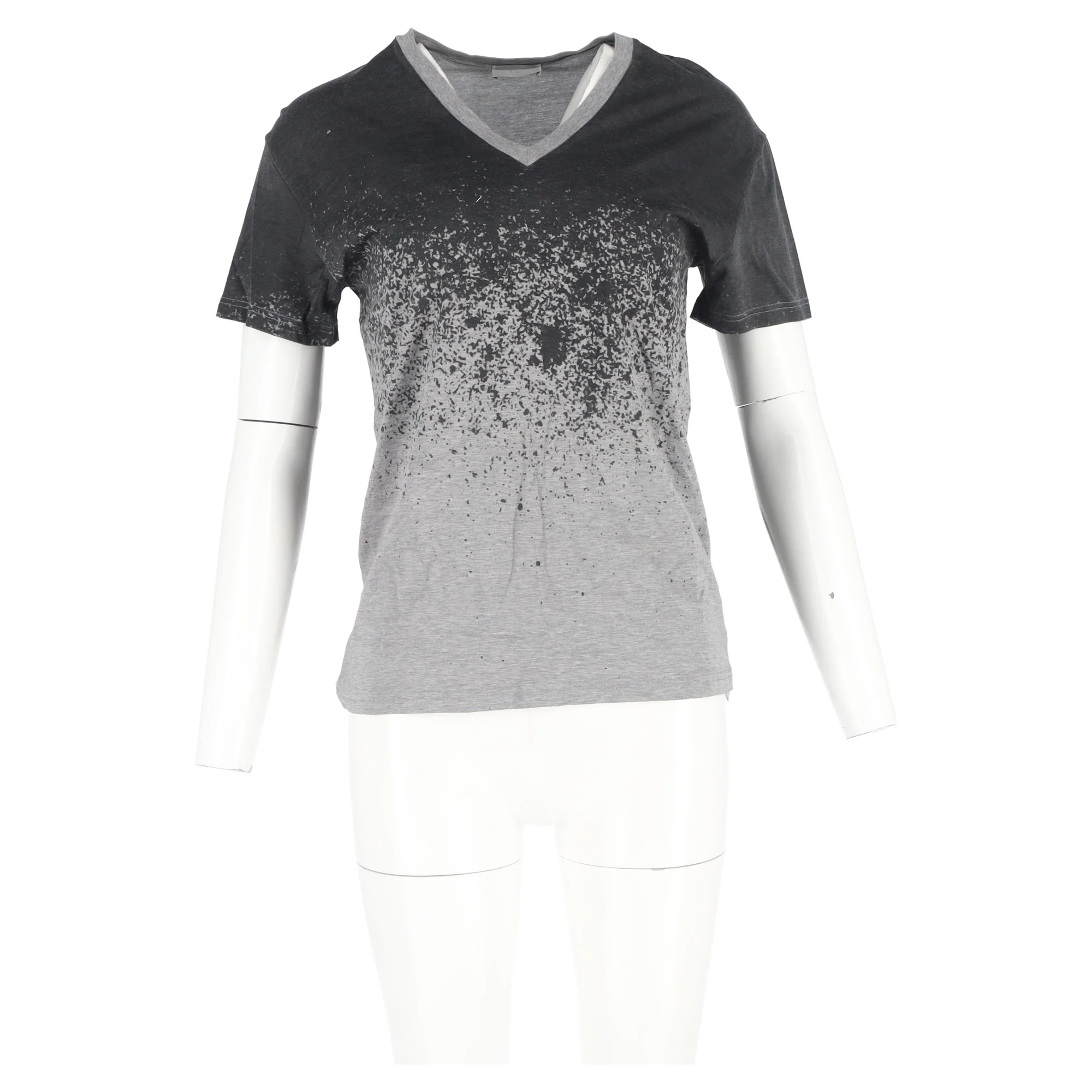 Women's  Dior Ombre V-Neck T-Shirt in Black and Grey Cotton - Image 4