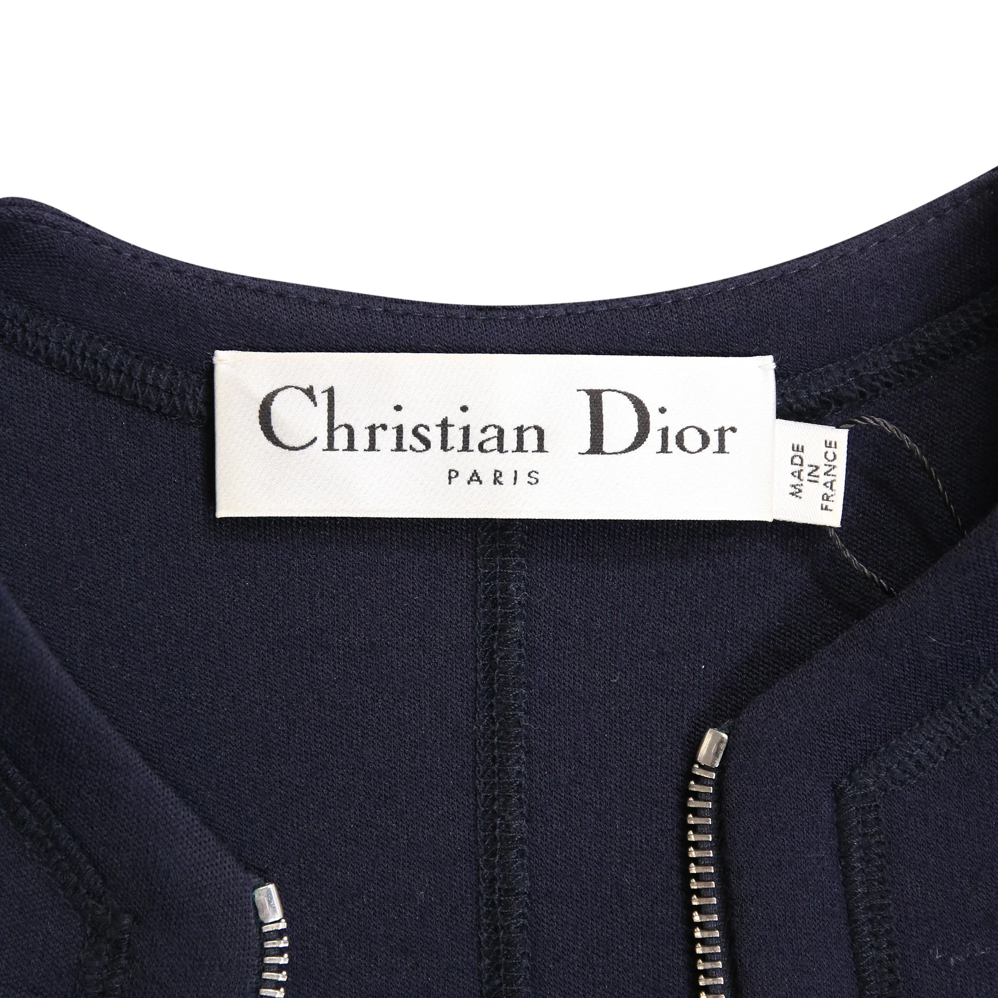 Women's  Dior Zipped-Up Midi Flared Dress in Navy Blue Polyester - Image 4