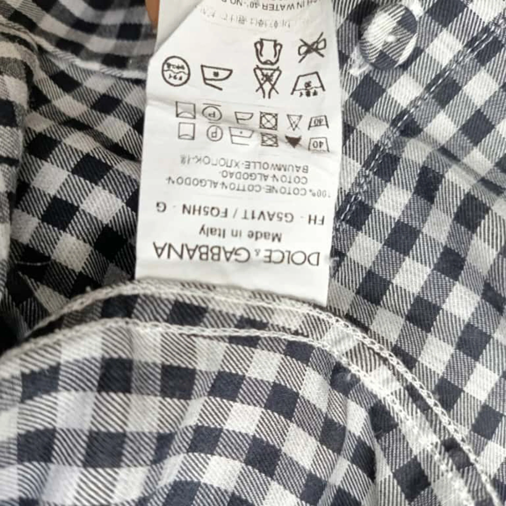 Men's Dolce & Gabbana Gingham Button-Down Shirt in Black and White Cotton - Image 5