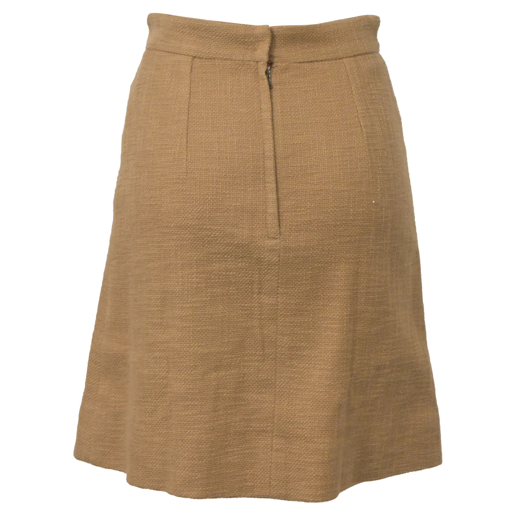 Women's Dolce and Gabbana Embellished Buttons Mini A-Line Skirt in Brown Wool - Image 3