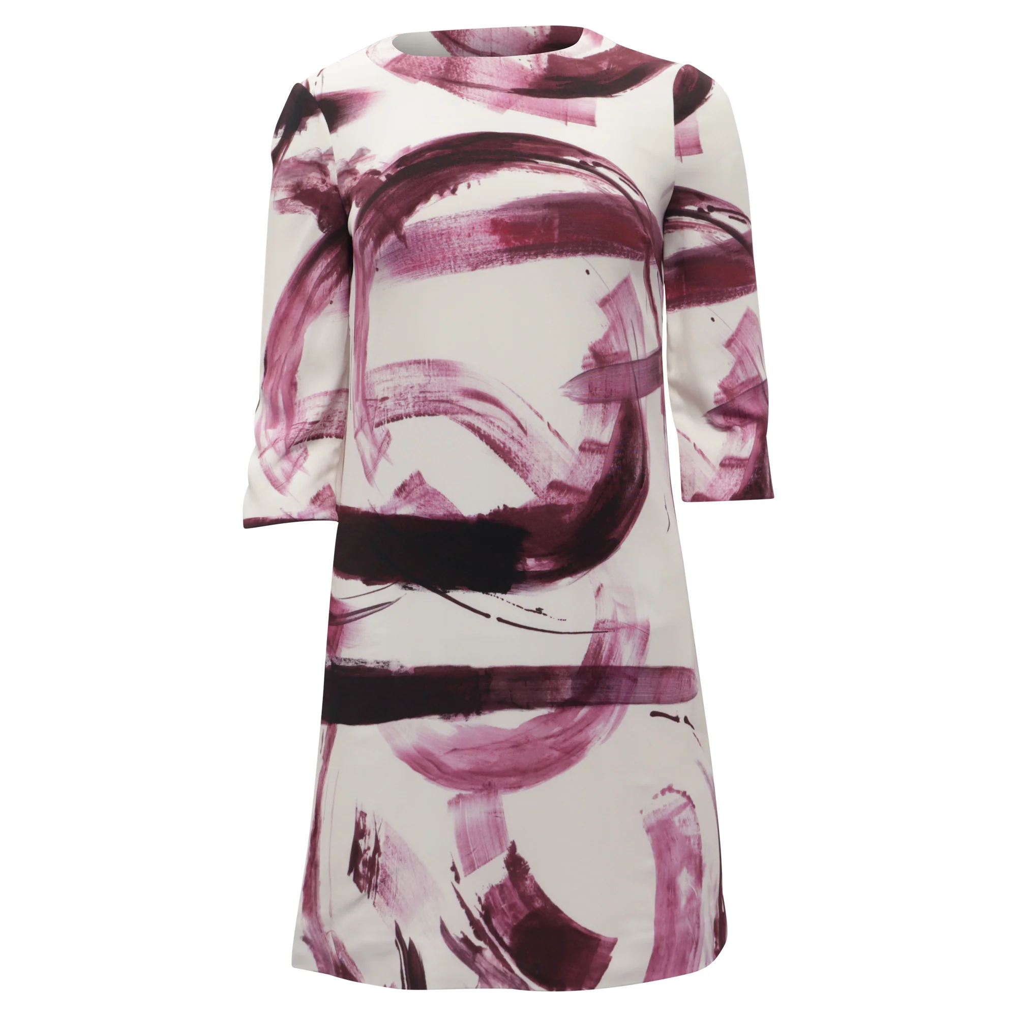 Women's Dolce & Gabbana Brush Stroke Printed Mini Dress in Burgundy Viscose