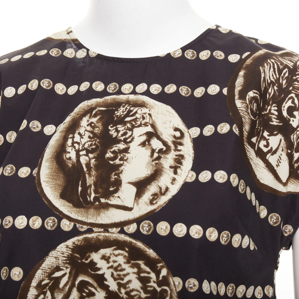 Women's Dolce Gabbana cotton roman coin print cap sleeves top - Image 2