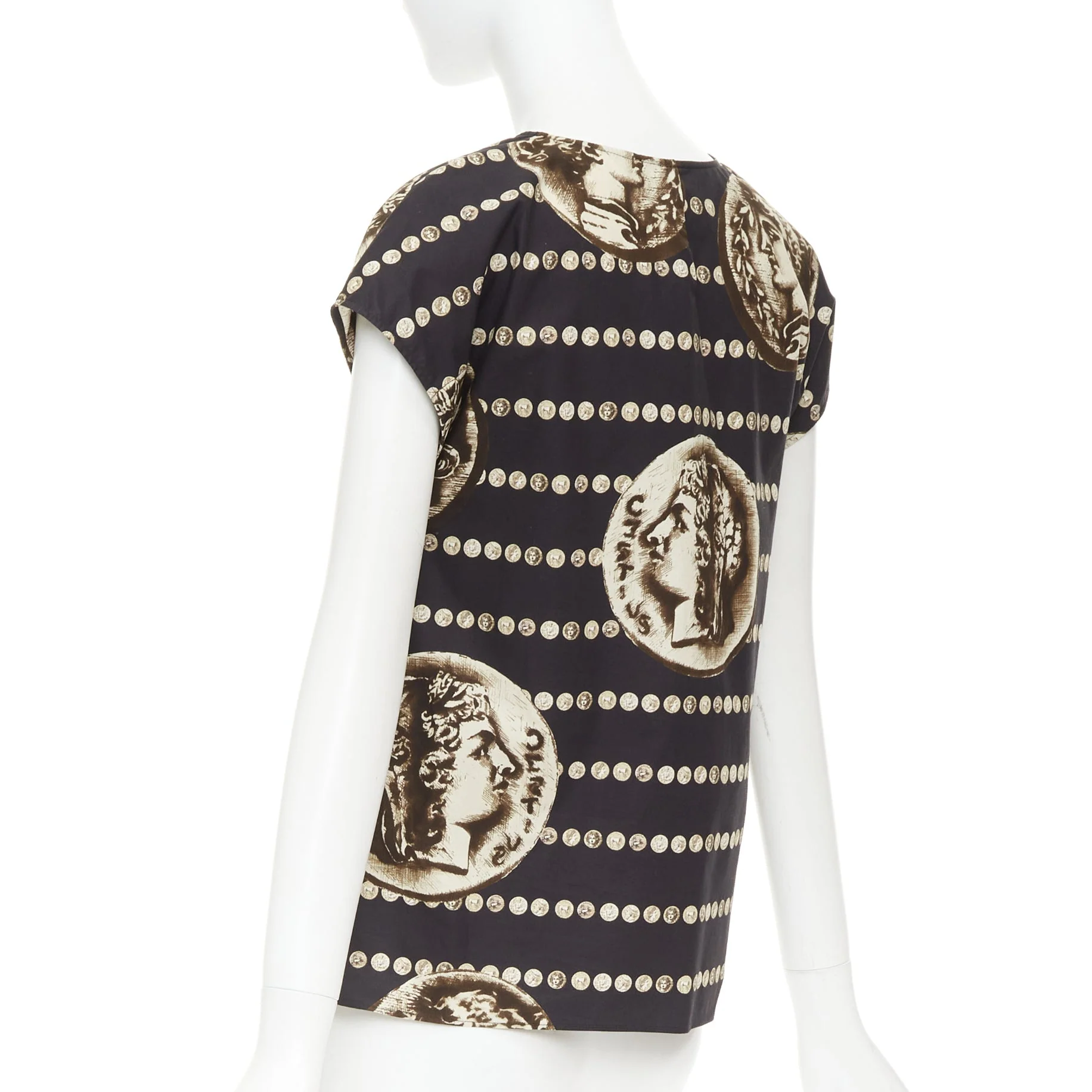 Women's Dolce Gabbana cotton roman coin print cap sleeves top - Image 6