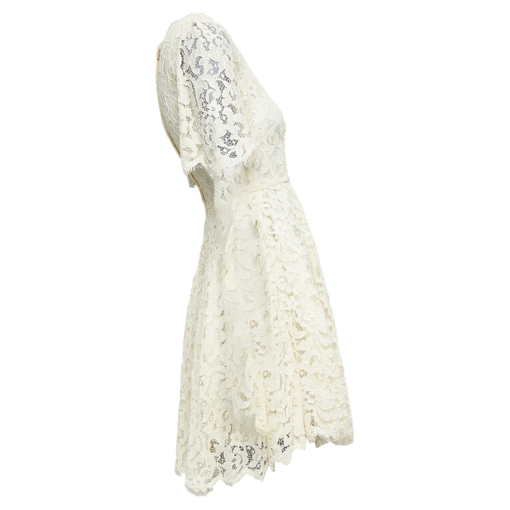 Women's Dolce & Gabbana cream lace silk dress - Image 4