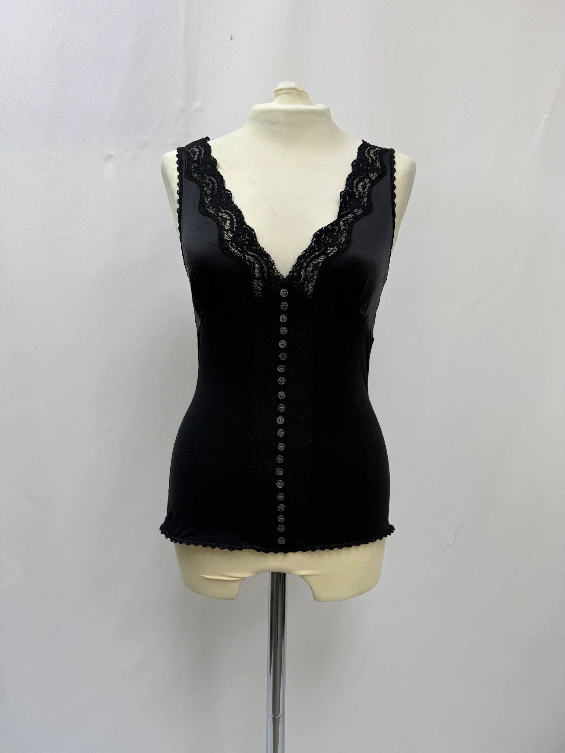 Women's Dolce & Gabbana Lace-Trimmed Camisole Top in Black Cotton - Image 10