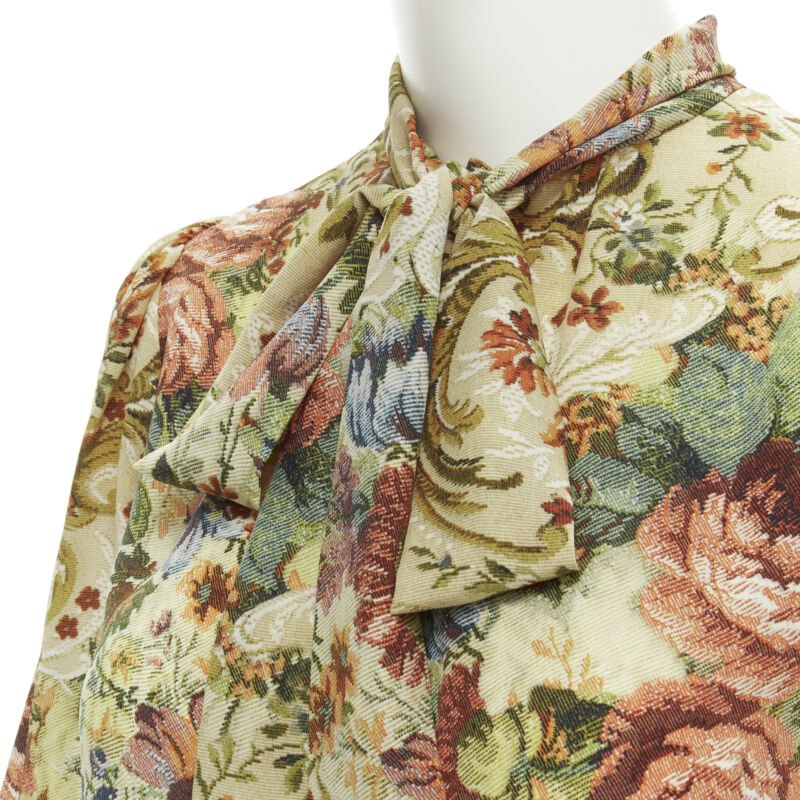 Women's Dolce & Gabbana silk tapestry floral print tie neck blouse - Image 8