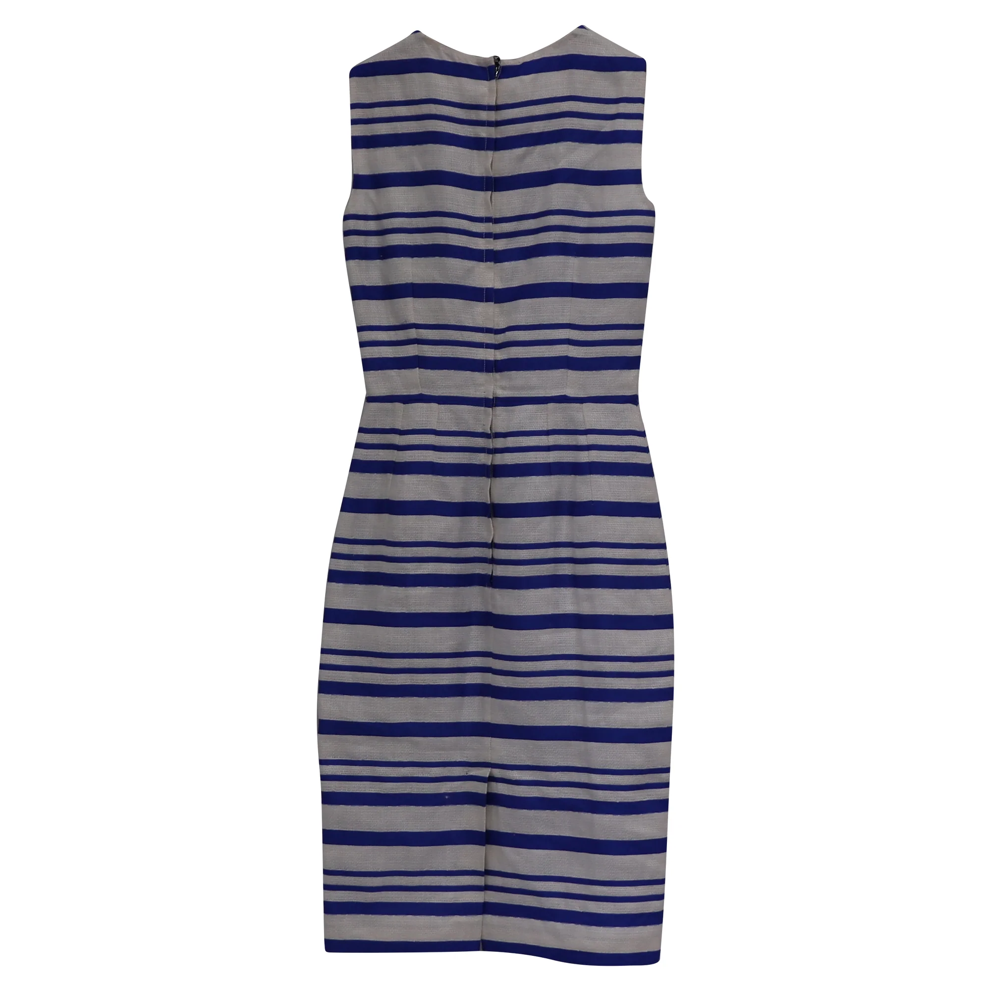 Women's Dolce & Gabbana Striped Knee-Length Dress in Blue and White Linen - Image 3