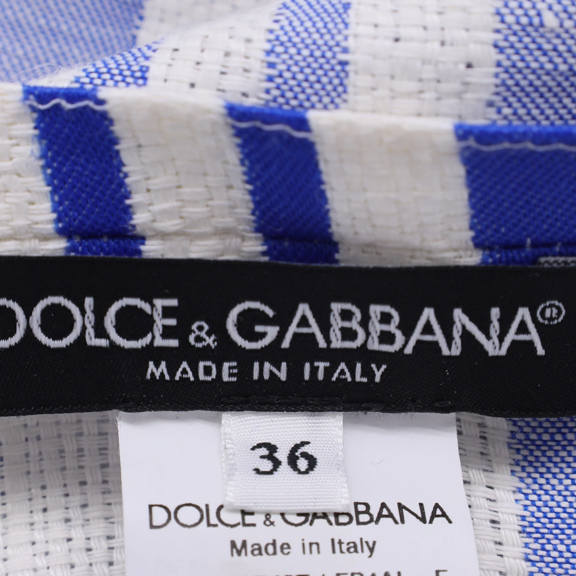 Women's Dolce & Gabbana Striped Knee-Length Dress in Blue and White Linen - Image 4