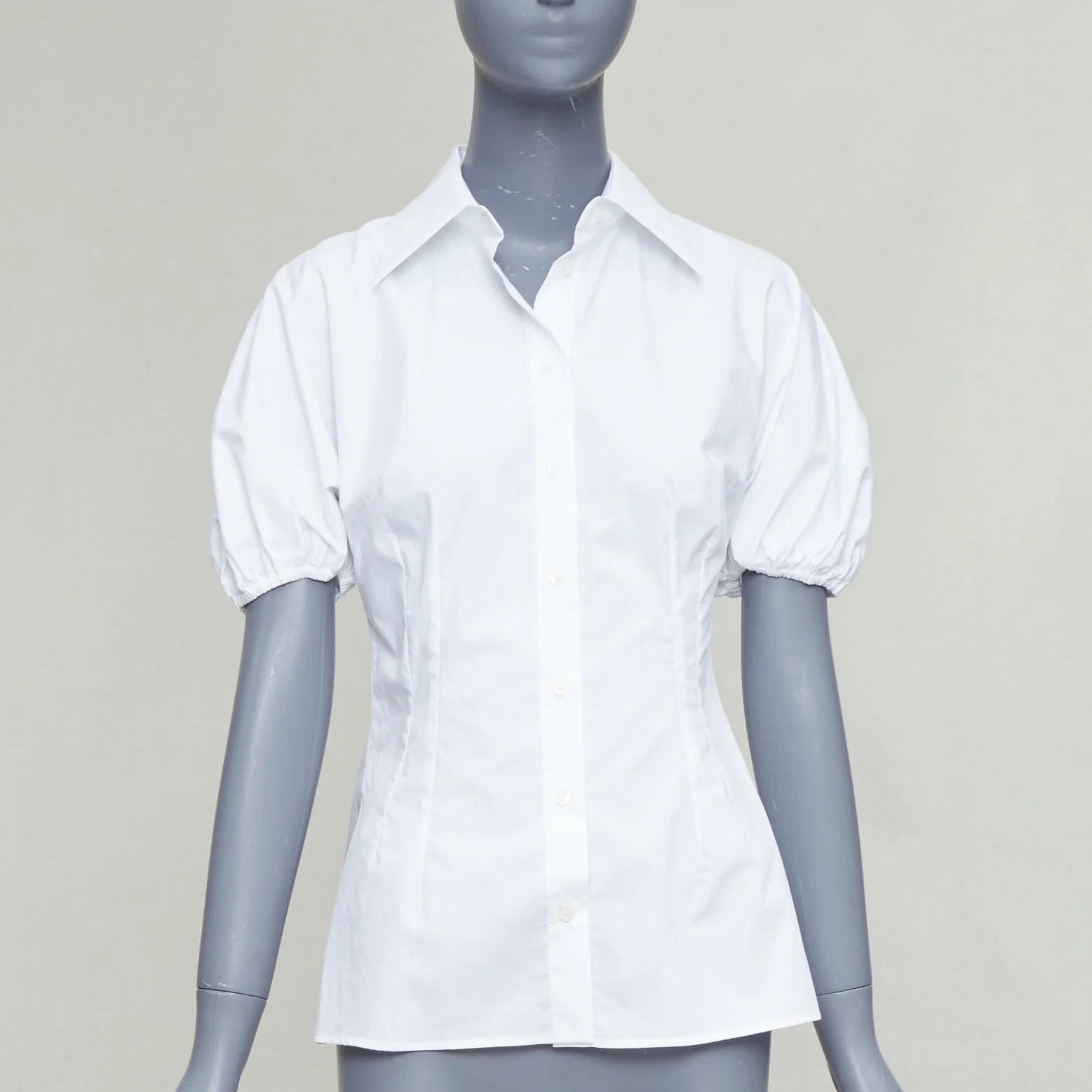 Women's Dolce & Gabbana white cotton puff sleeve shirt - Image 7