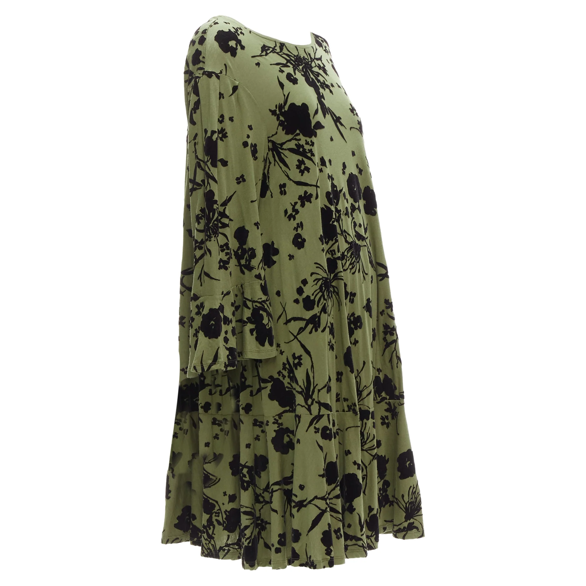Women's Dries Van Noten cotton floral bell sleeve flutter dress