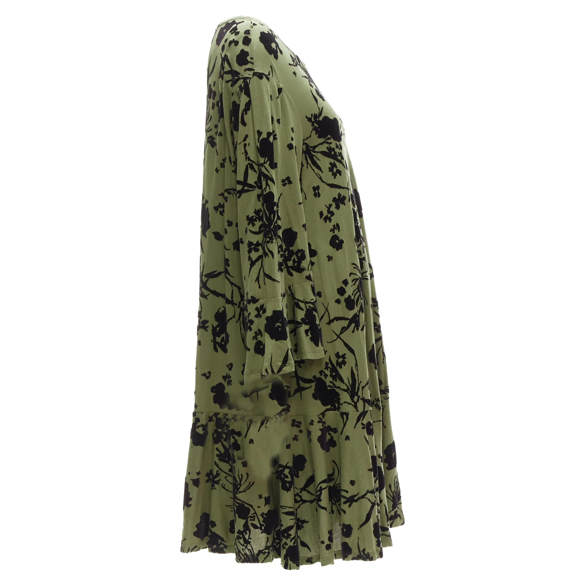 Women's Dries Van Noten cotton floral bell sleeve flutter dress - Image 4