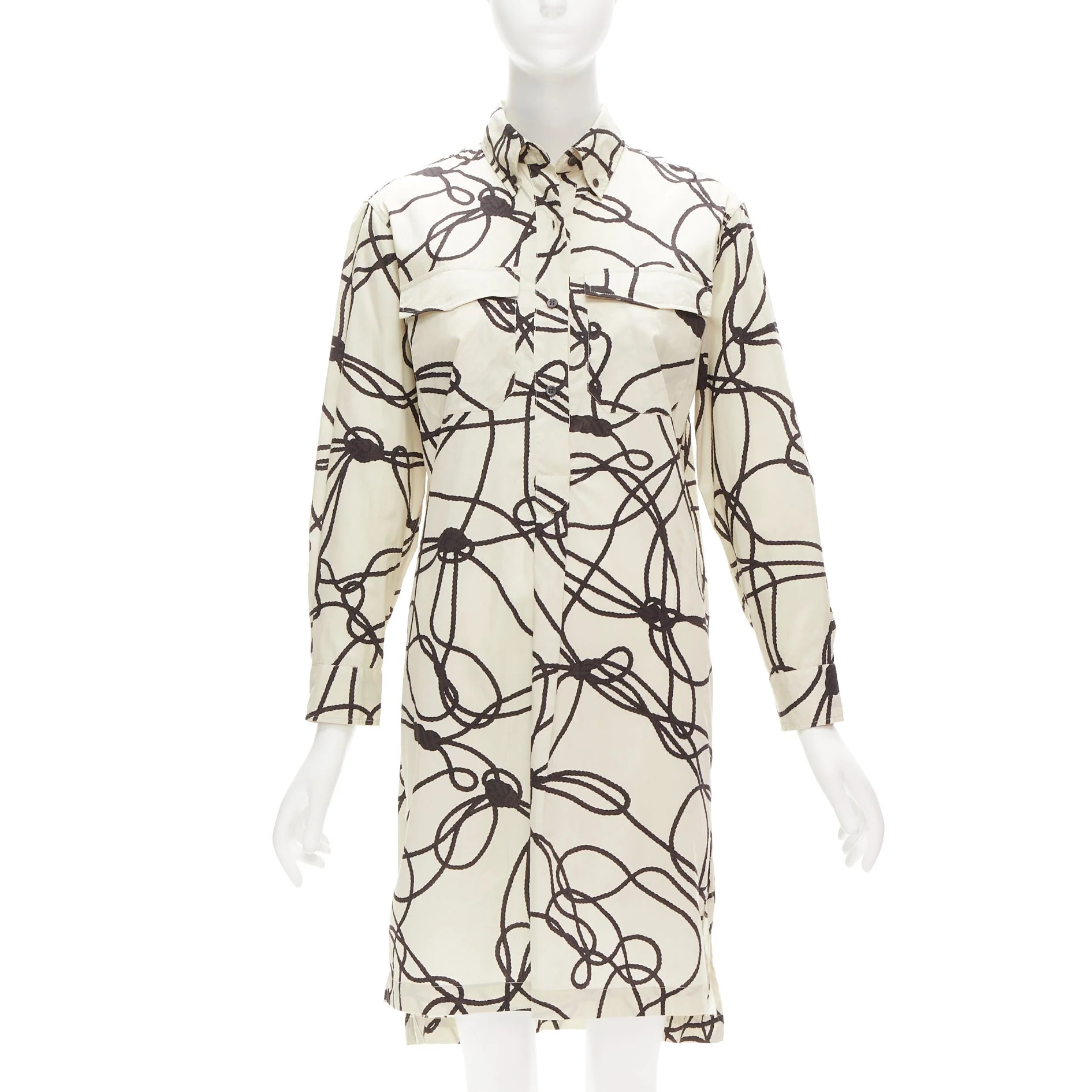 Women's Dries Van Noten rope print cotton pocketed shirt dress - Image 7