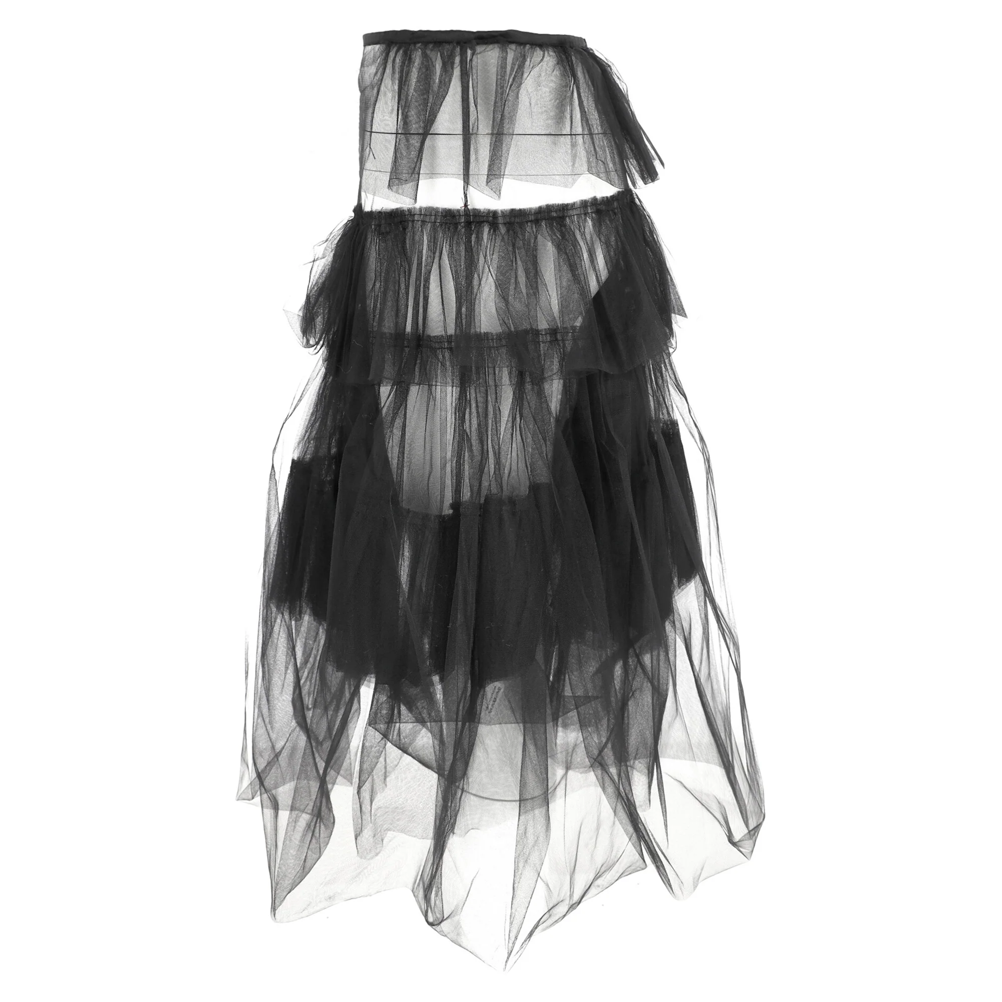 Women's Dries Van Noten Tulle Midi Tiered Skirt in Black Polyester - Image 4