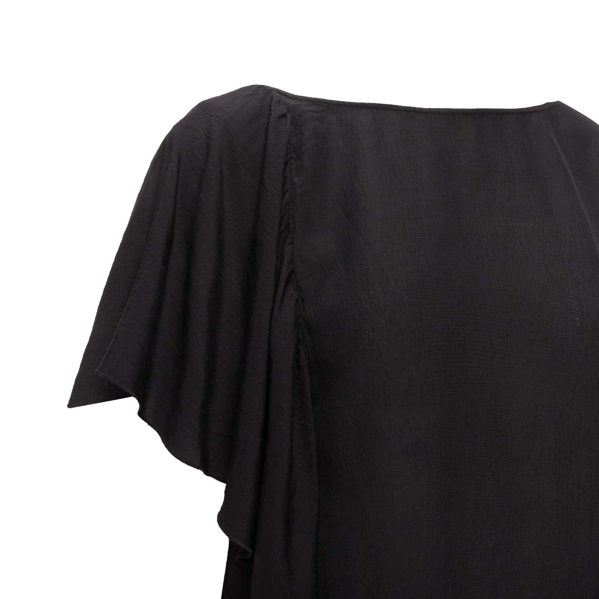 Women's Dries Van Noten Viscose Linen Asymmetric Flutter Sleeve Blouse Top - Image 2