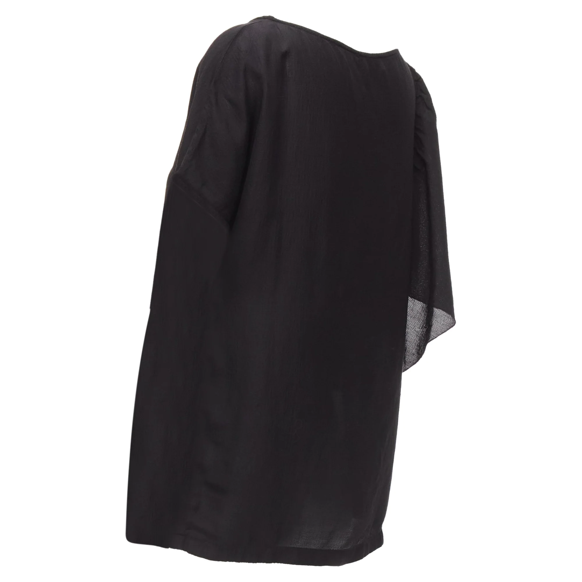 Women's Dries Van Noten Viscose Linen Asymmetric Flutter Sleeve Blouse Top - Image 6