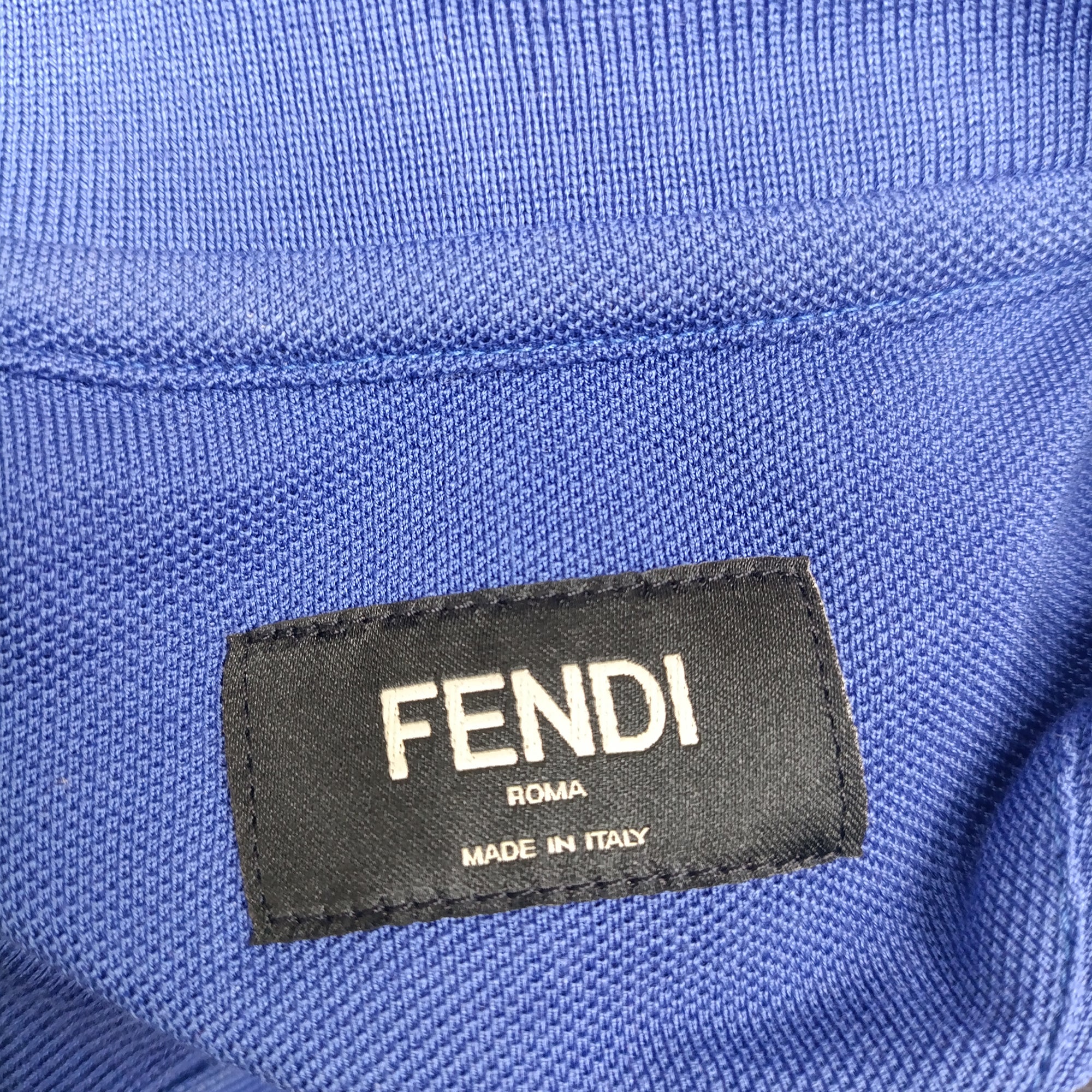 Men's  Fendi Monster Eyes Polo Shirt in Navy Blue Cotton - Image 4