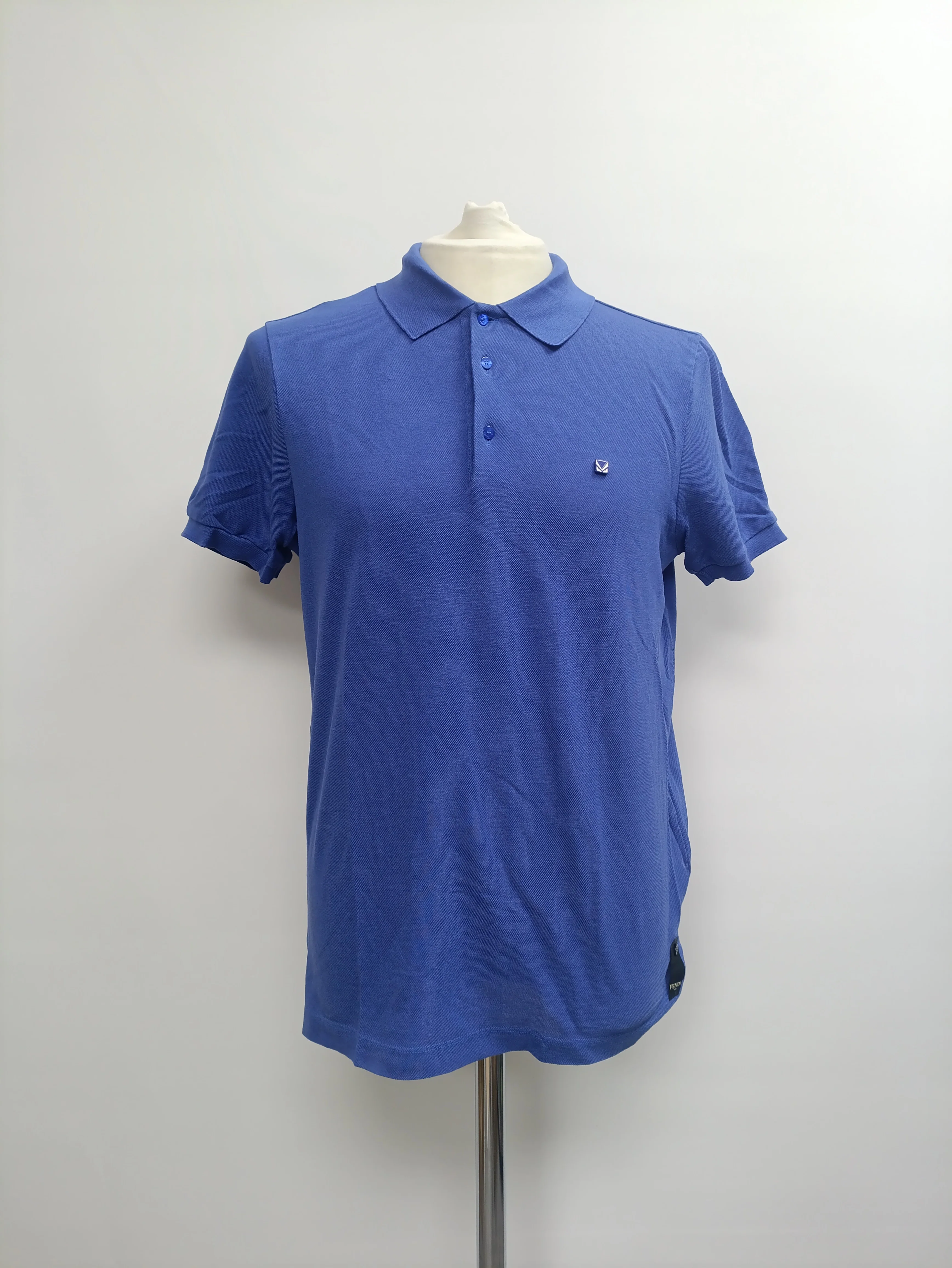 Men's  Fendi Monster Eyes Polo Shirt in Navy Blue Cotton - Image 7