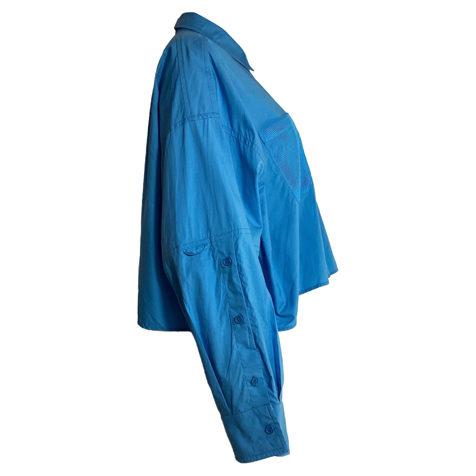 Women's Fendi Cropped Shirt with Pockets in Blue Cotton - Image 2