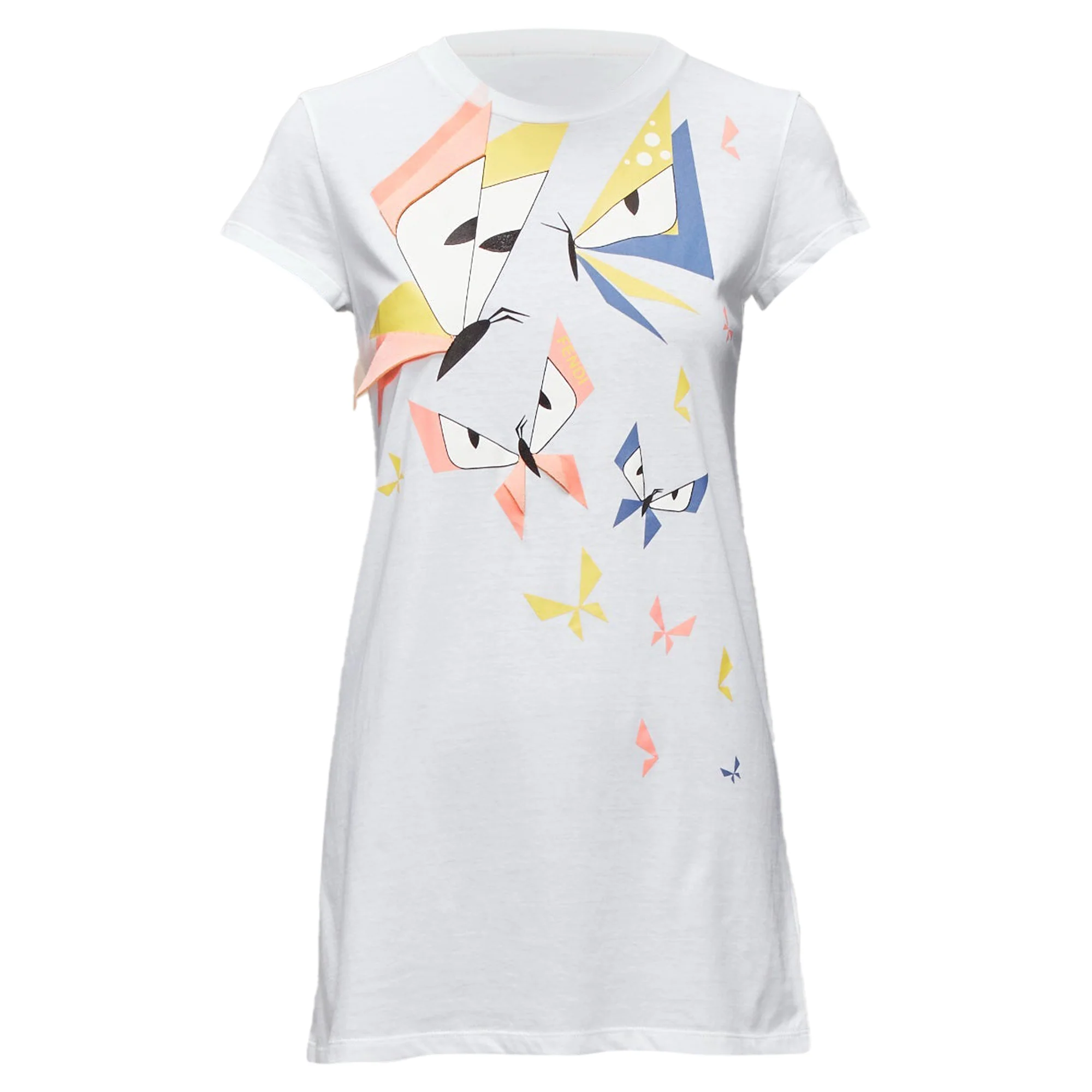 Women's Fendi Kids Angry Monster Butterfly Applique Cap Sleeve Long Tshirt