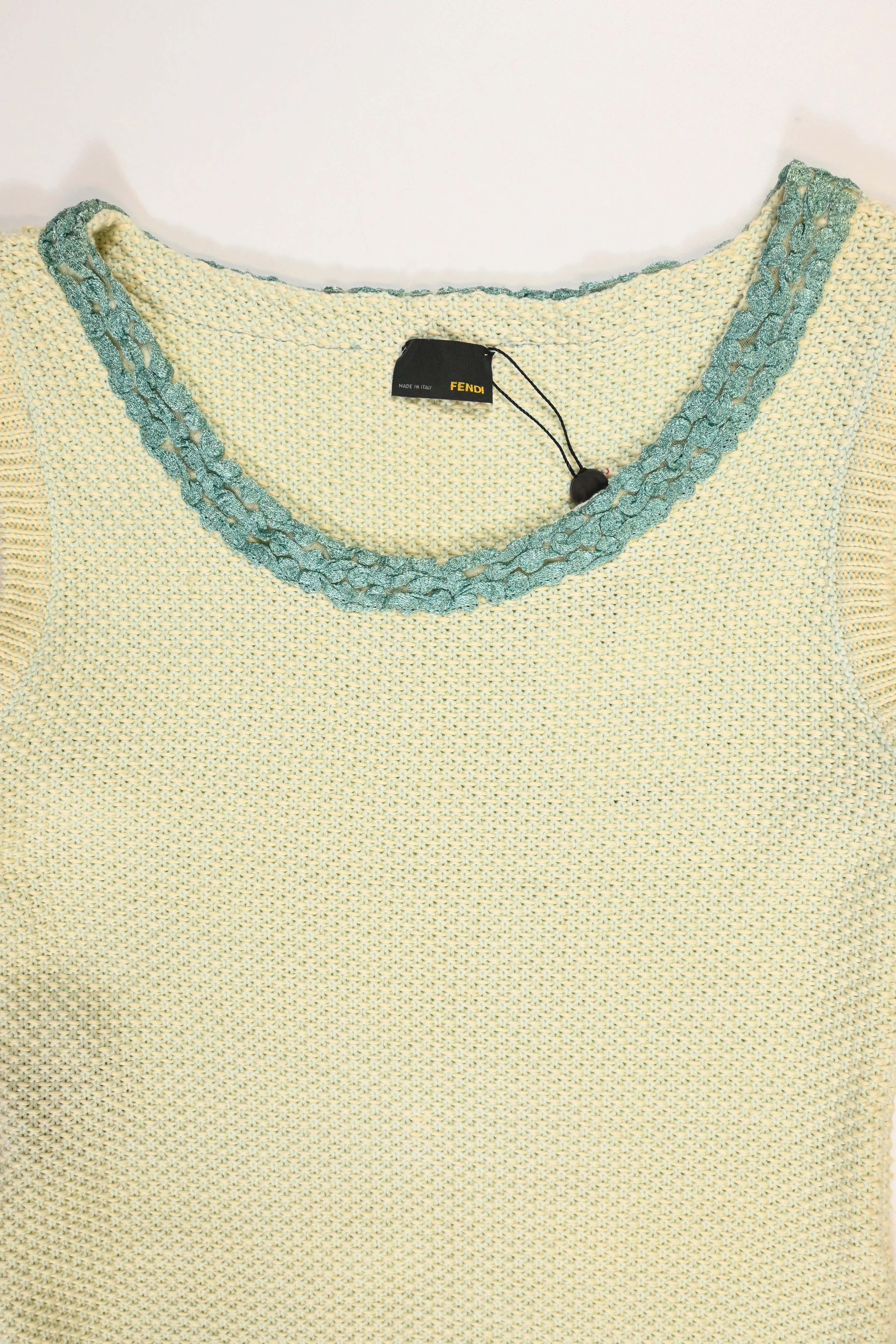 Women's Fendi Knitted Mini Sleeveless Dress in Yellow Cotton - Image 10