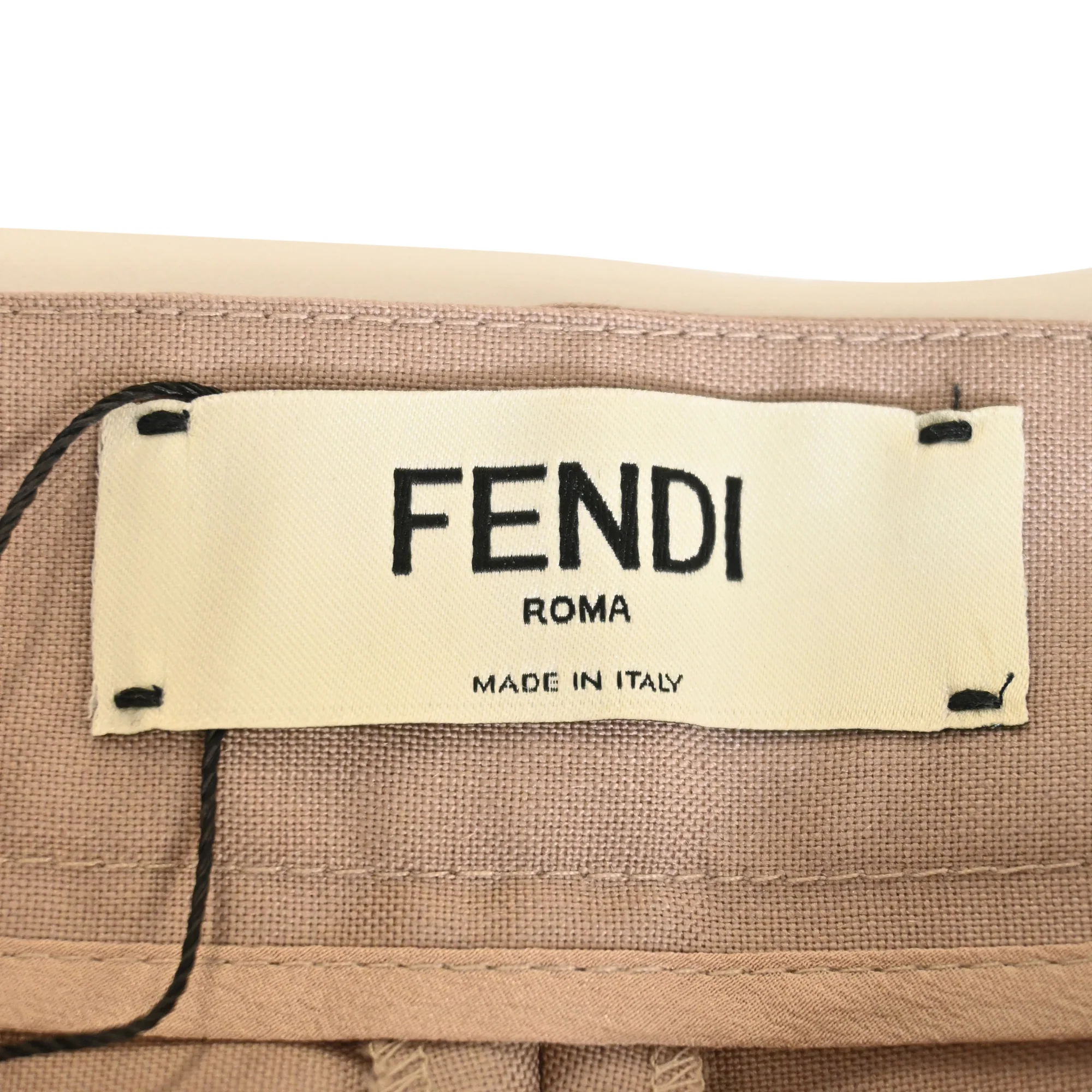Women's Fendi Logo Embroidered High-Rise Trousers in Nude Wool - Image 4