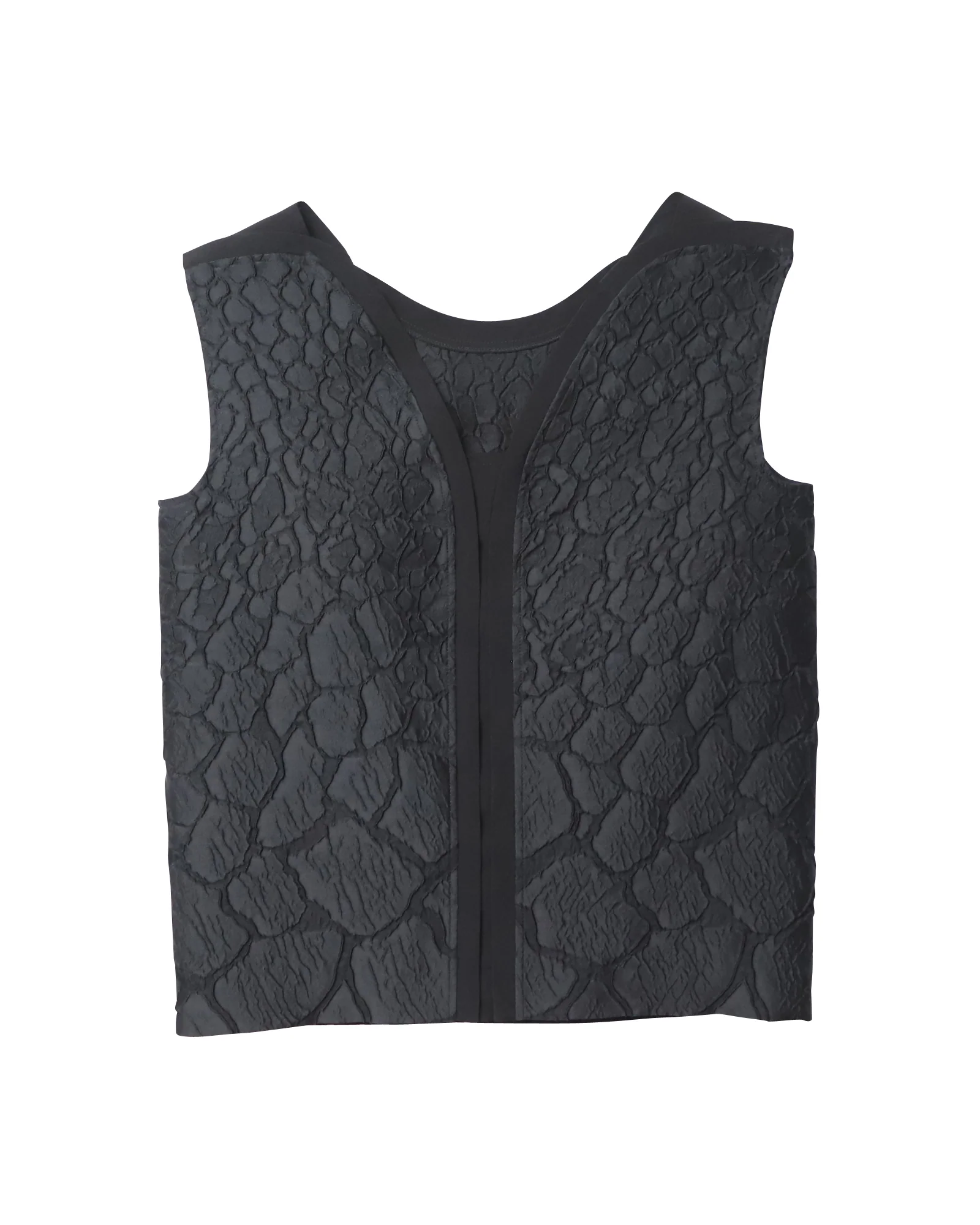 Women's Fendi Sleeveless Floral Tonal Brocade Top in Black Polyester - Image 4