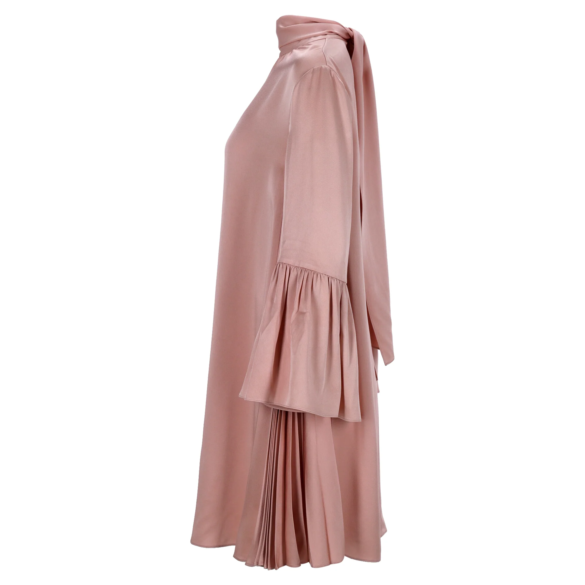 Women's Fendi Turtleneck Mini Ruffled Sleeve Dress in Pink Viscose - Image 2
