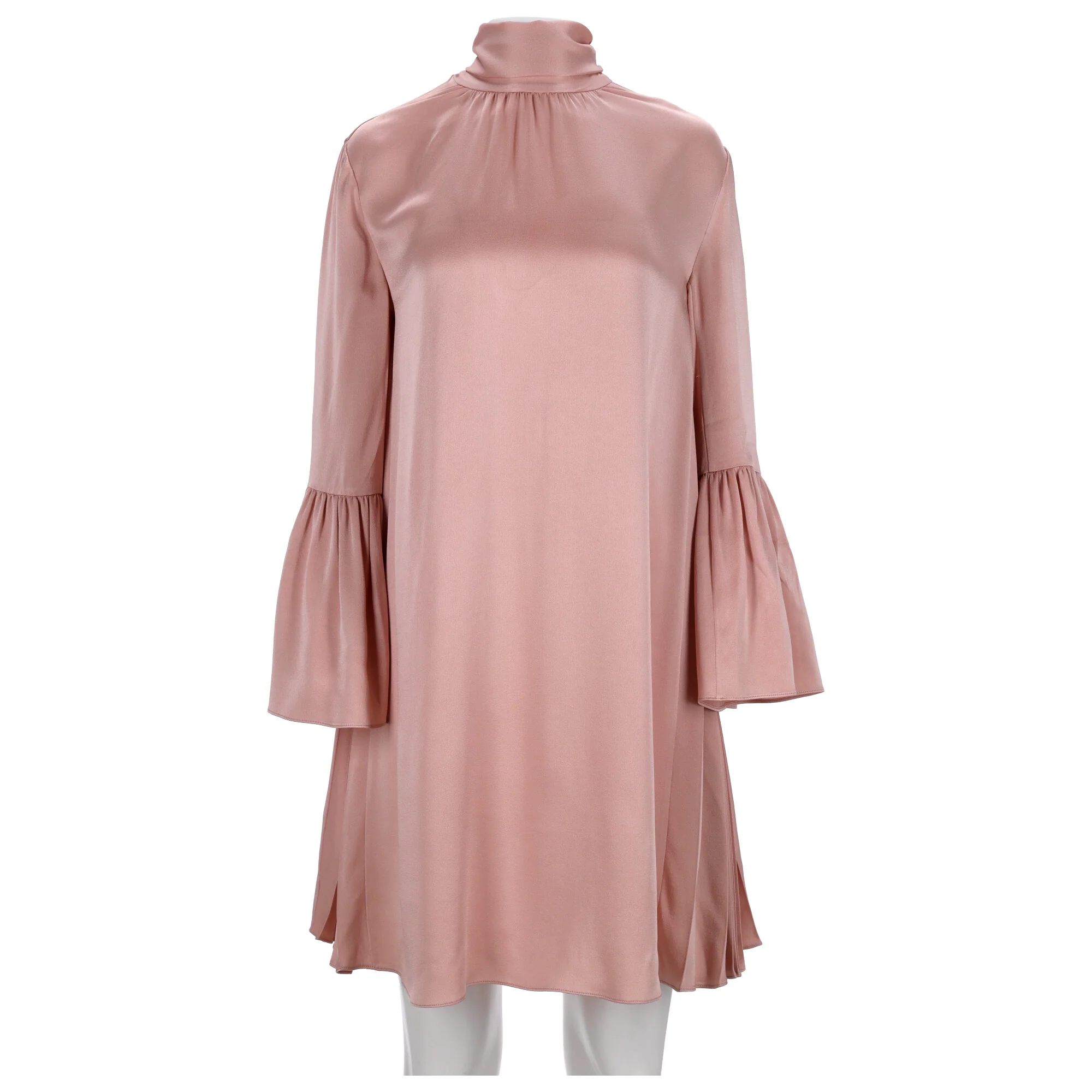 Women's Fendi Turtleneck Mini Ruffled Sleeve Dress in Pink Viscose - Image 6
