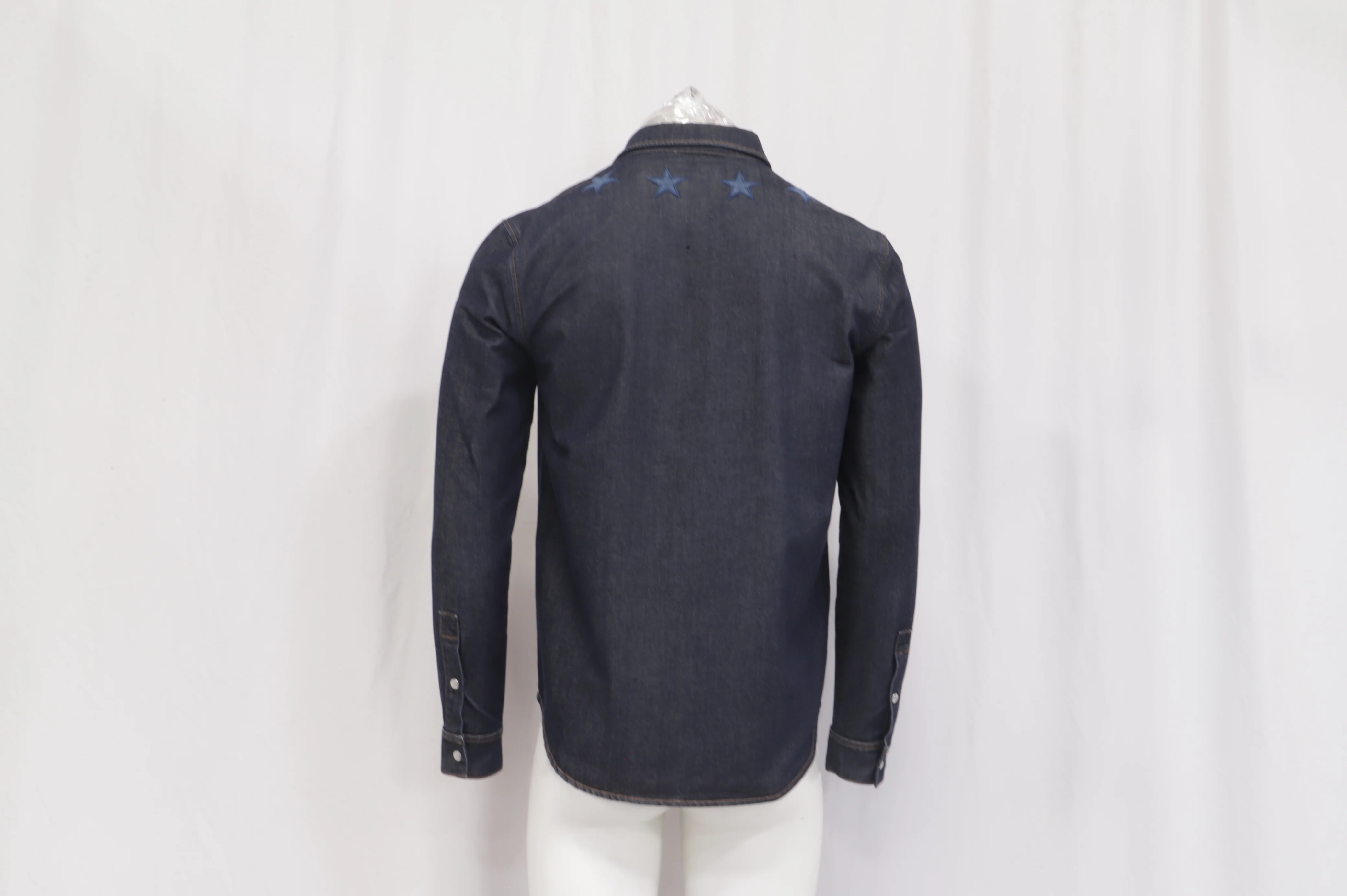 Men's Givenchy Star-Embroidered Button-Down Denim Shirt in Blue Cotton - Image 10