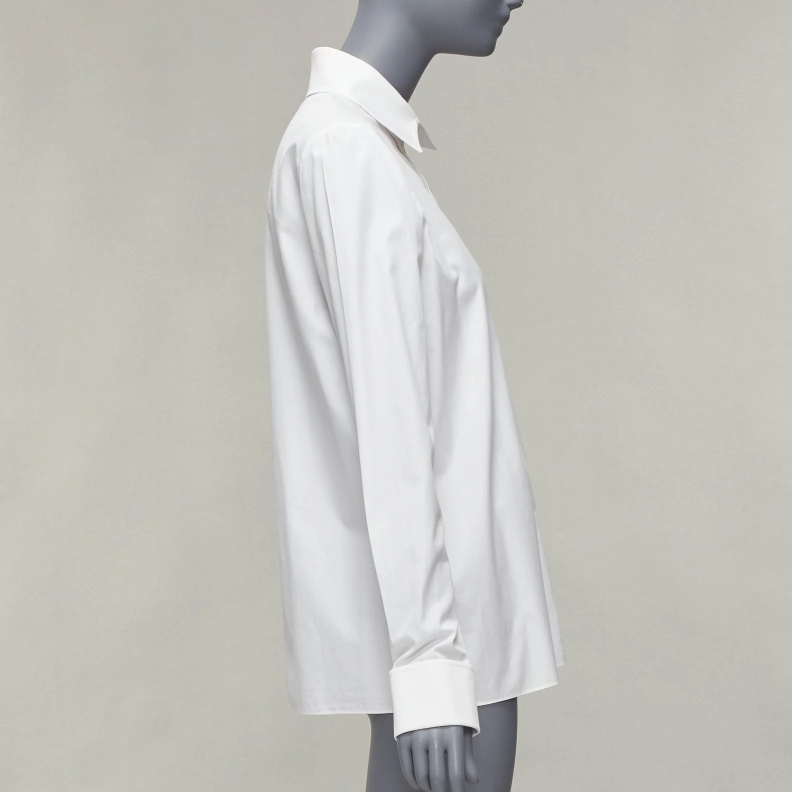 Women's Givenchy Riccardo Tisci Silver Metal Button Collar Cotton Shirt - Image 10