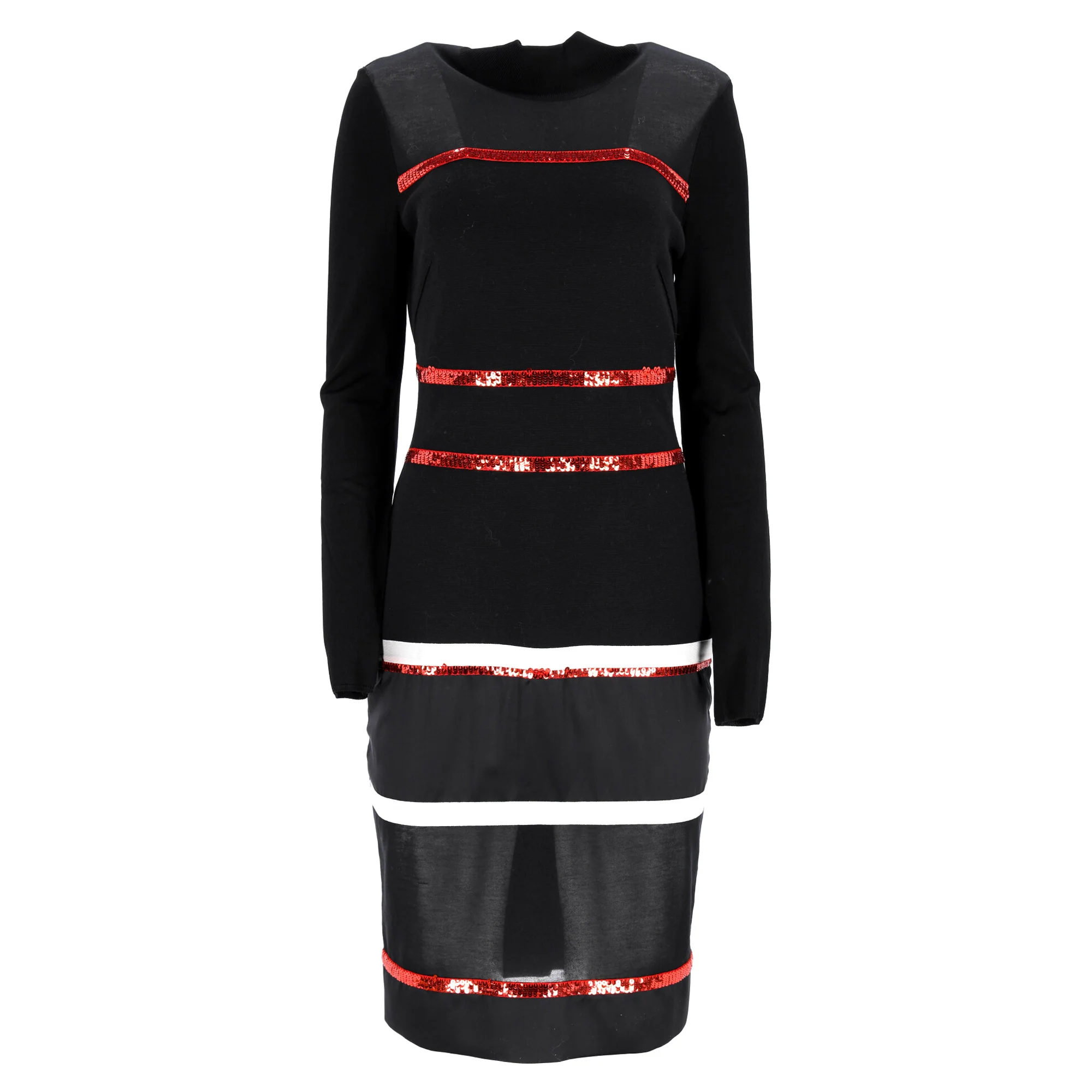 Women's Givenchy Sequins-Trimmed Midi Dress in Black Viscose