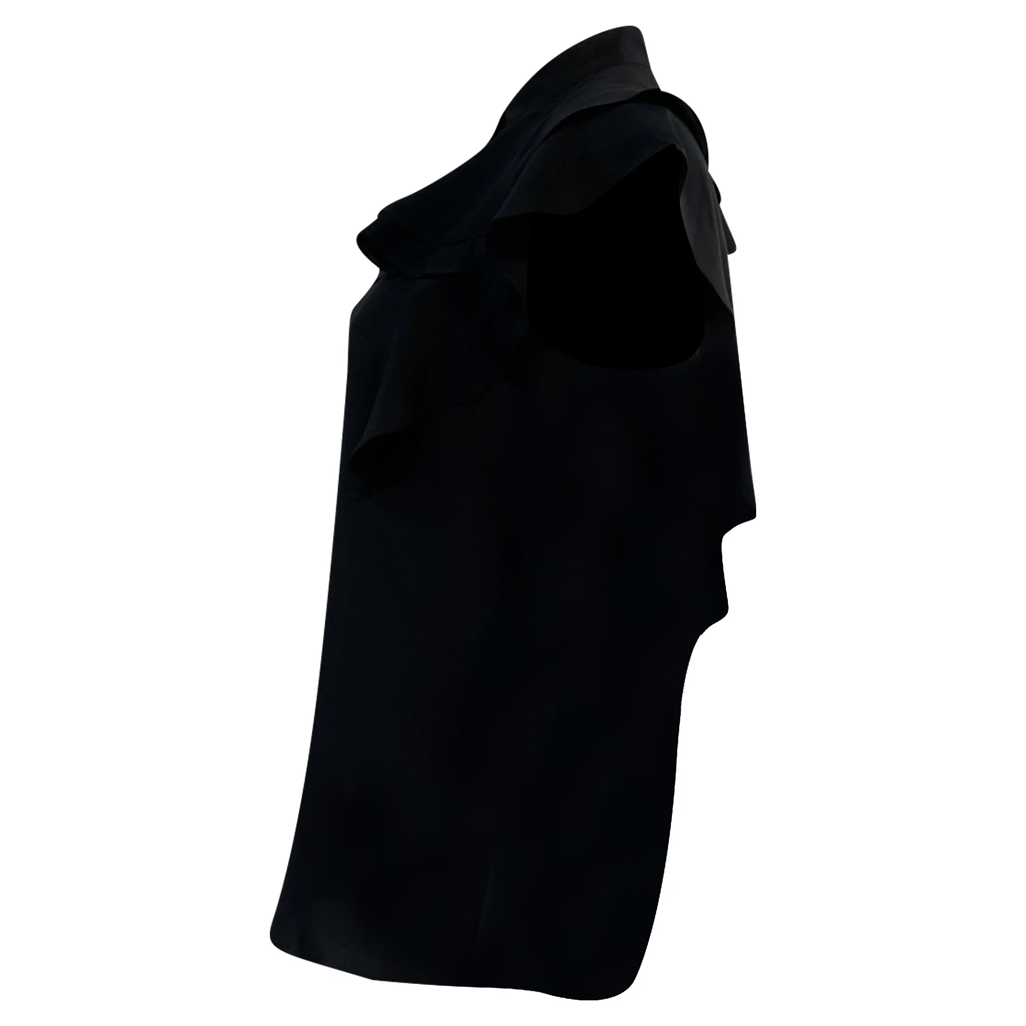 Women's Givenchy Sleeveless Ruffled Blouse in Black Silk - Image 3