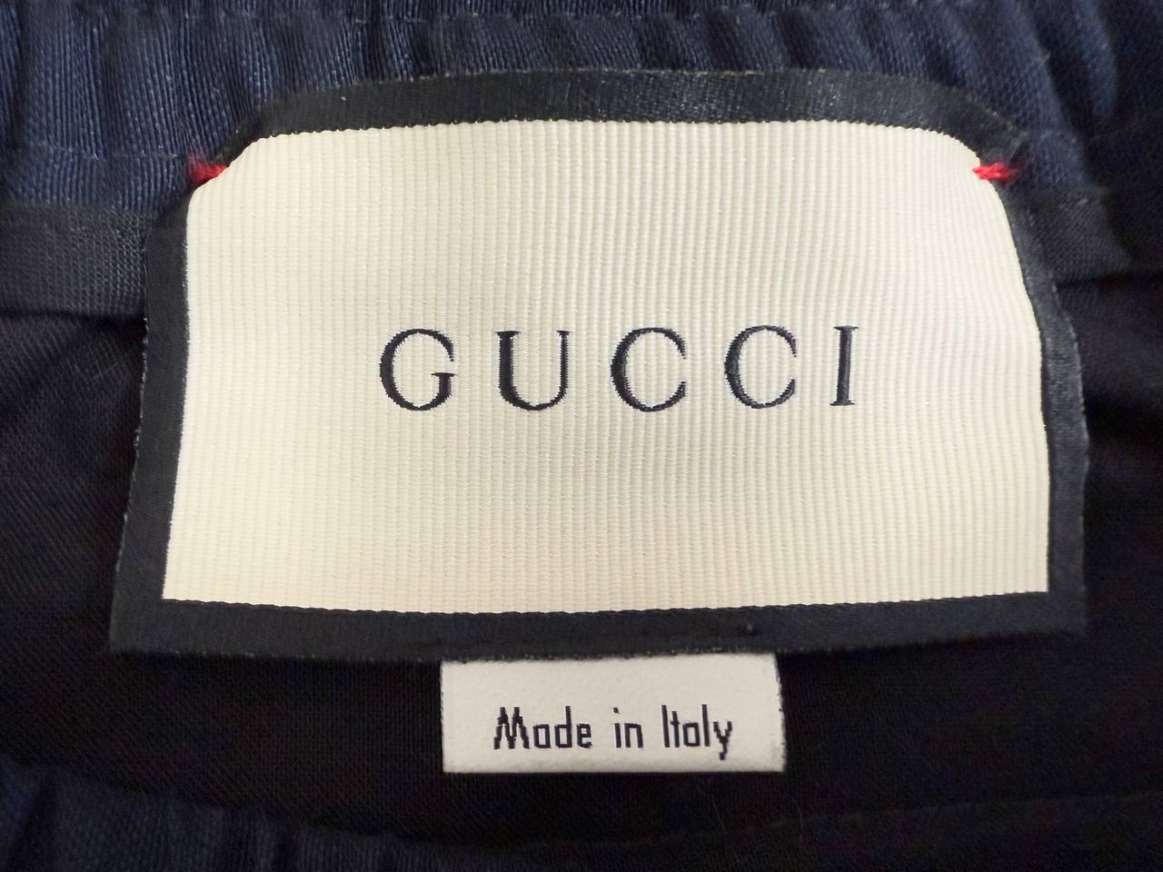 Men's Gucci Drawstring Pants in Navy Blue Cotton - Image 8