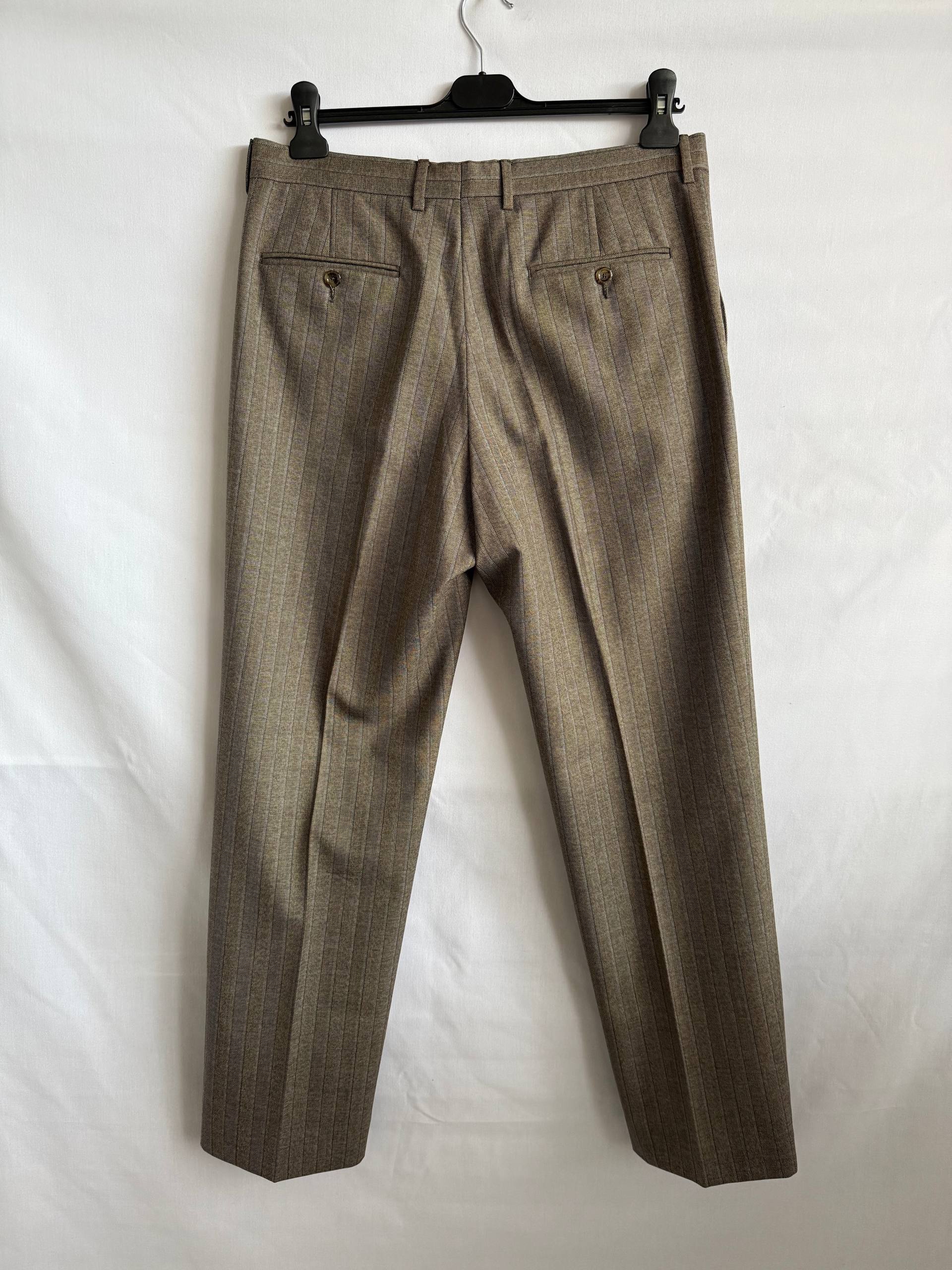Men's  Gucci Herringbone Striped Trousers in brown Wool - Image 6