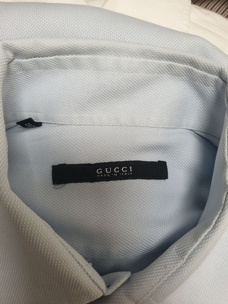 Men's Gucci Long Sleeve Button Down Shirt in Light Blue Cotton - Image 9
