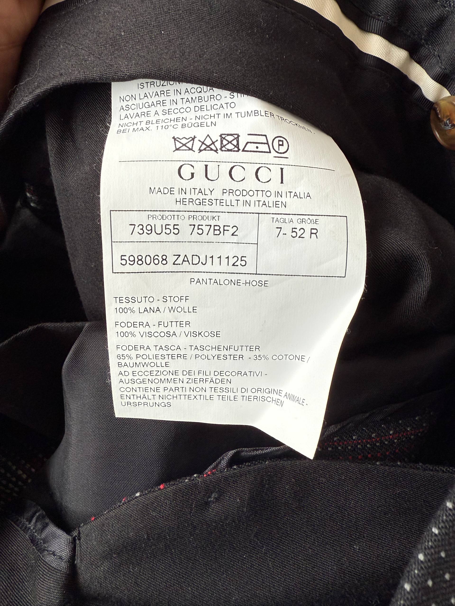 Men's Gucci Mini Polka Dot Printed Trousers in Brown Wool - Image 8