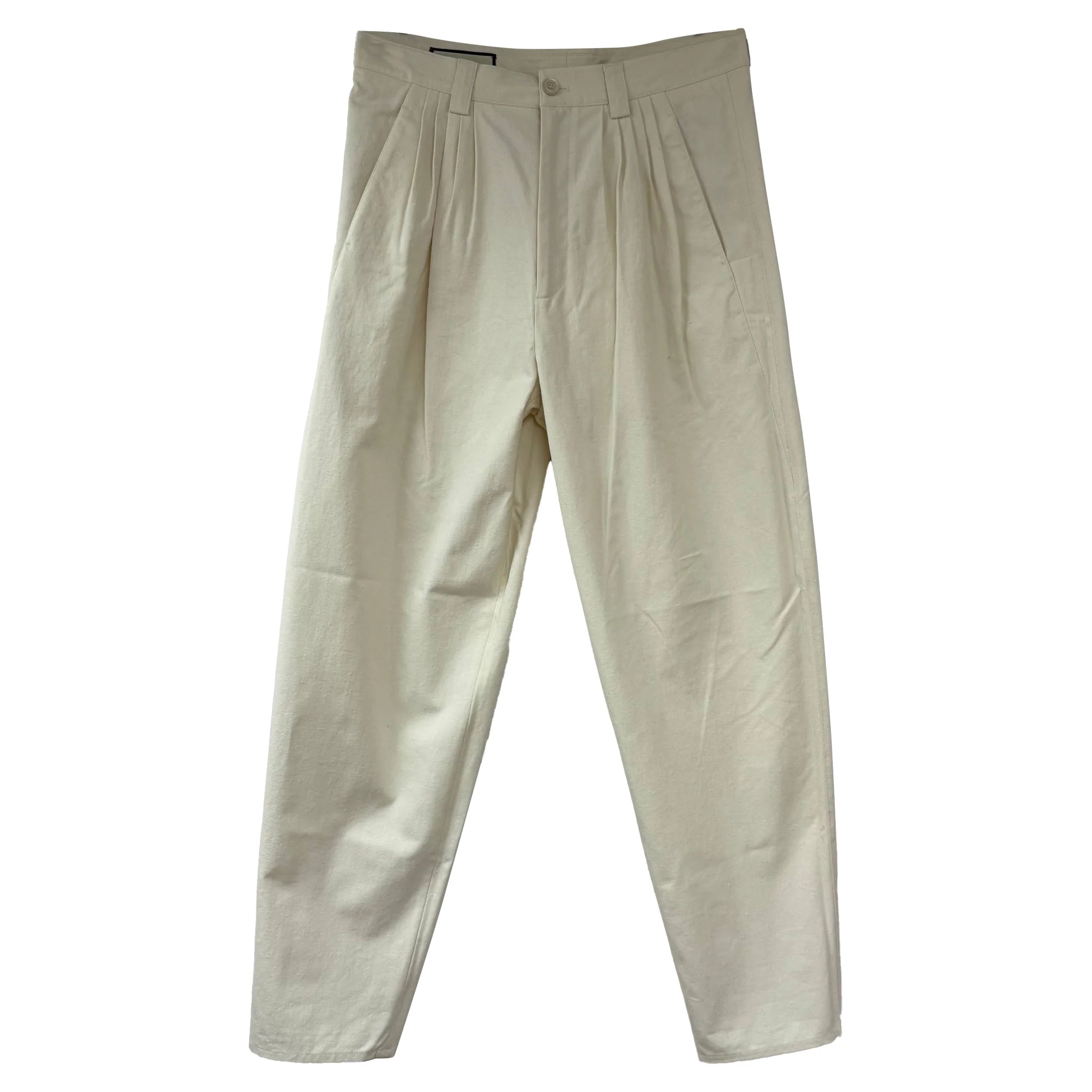 Men's Gucci Pleated Trousers in Ivory Cotton