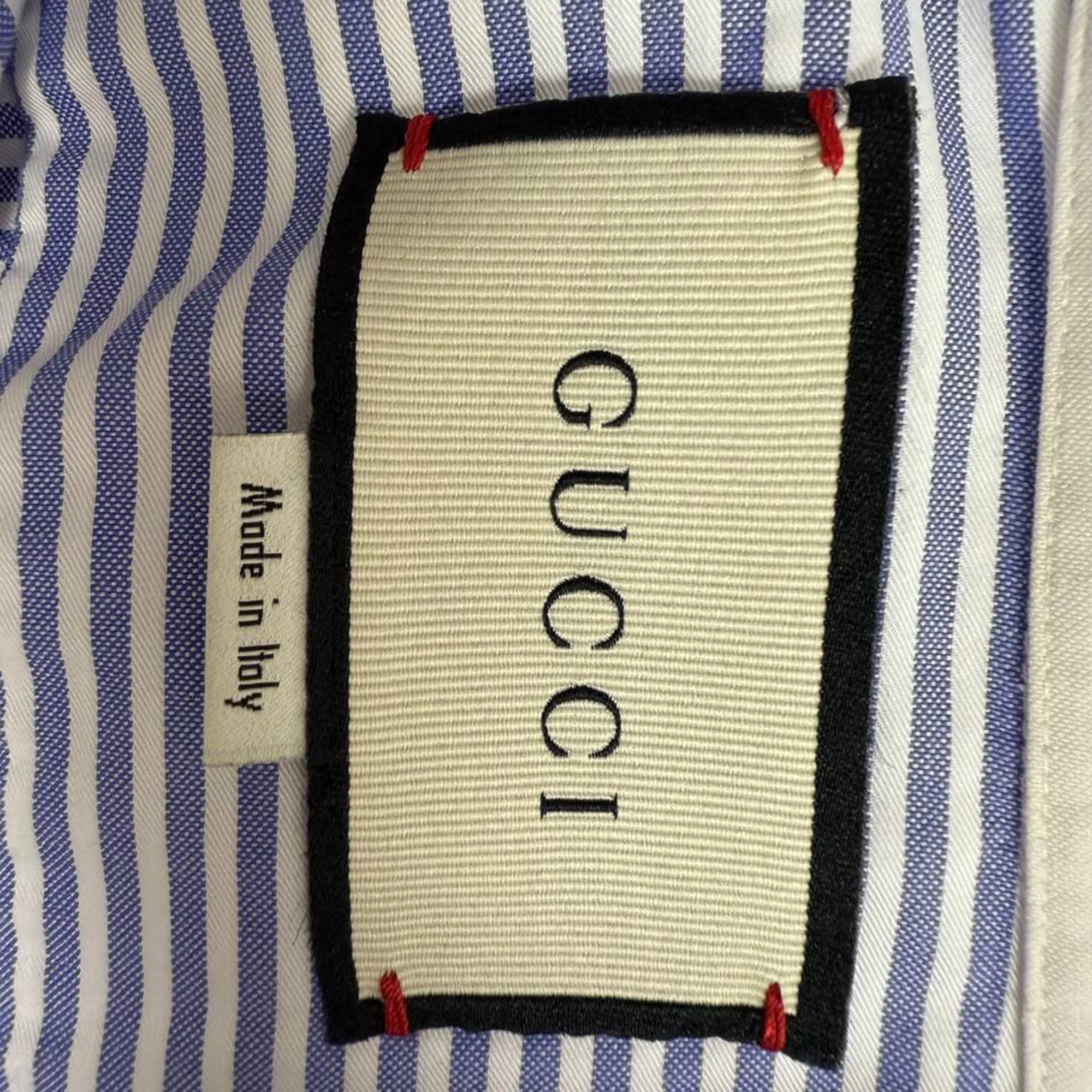 Men's Gucci Striped Shirt in Light Blue Cotton - Image 4