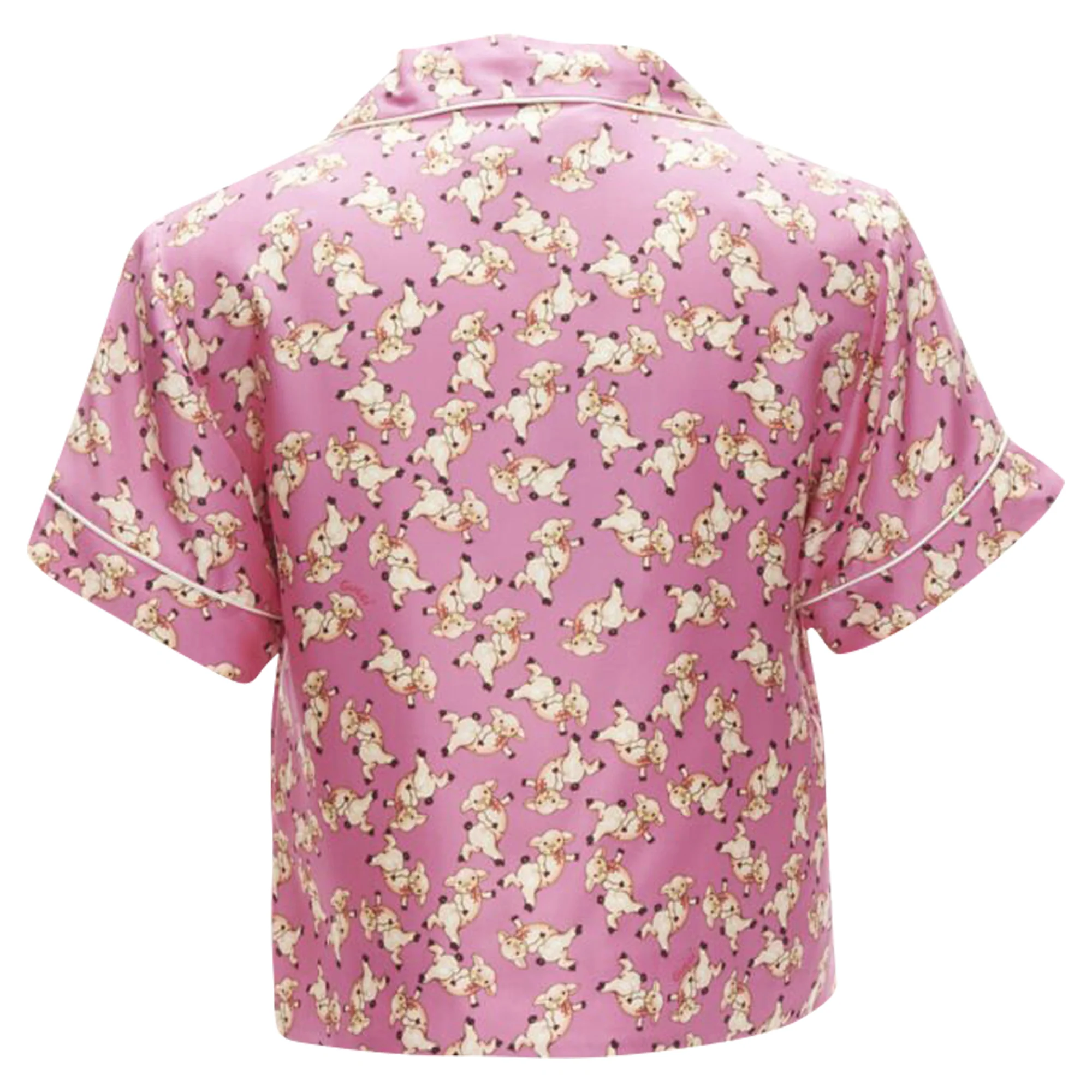 Women's Gucci CNY silk piggy print cropped pajama shirt - Image 5